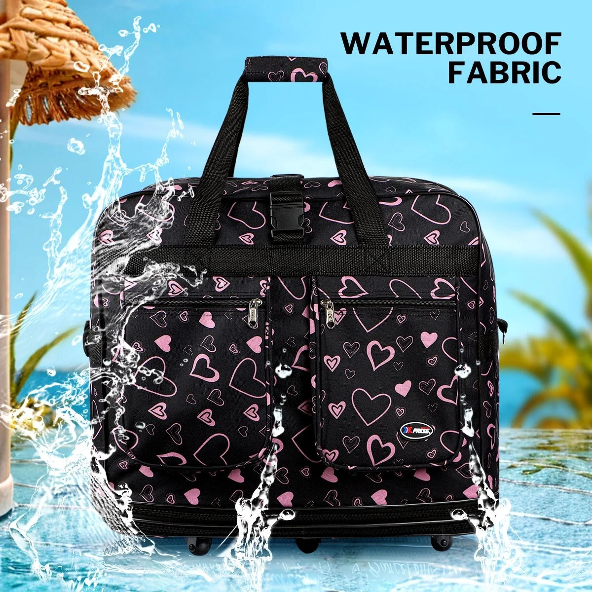New York XPress 3 Layer Expandable Suitcase Bag Foldable Wheeled Duffel Bag with Wheels & Handles,Waterpoof Large Travel Duffel Bag for Trip Moving Storage