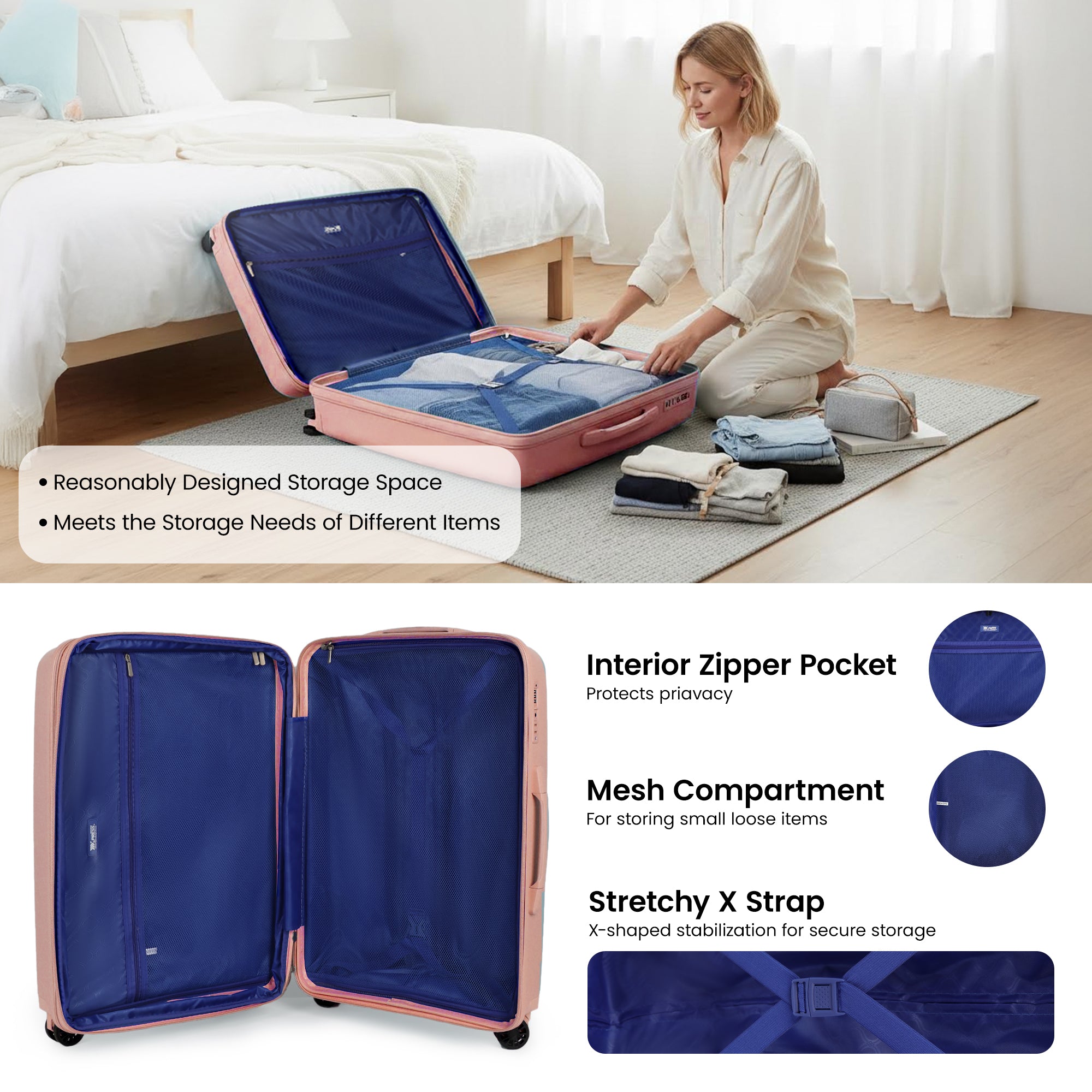 New York XPress 13804,3 Piece Luggage Set w/TSA LOCK,PC Hardside Suitcase Set w/Double Spinner Wheels,Expandable 20%,Luggage Sets,Lightweight Rolling Suitcase for Men/Women(20in/25in/29in)