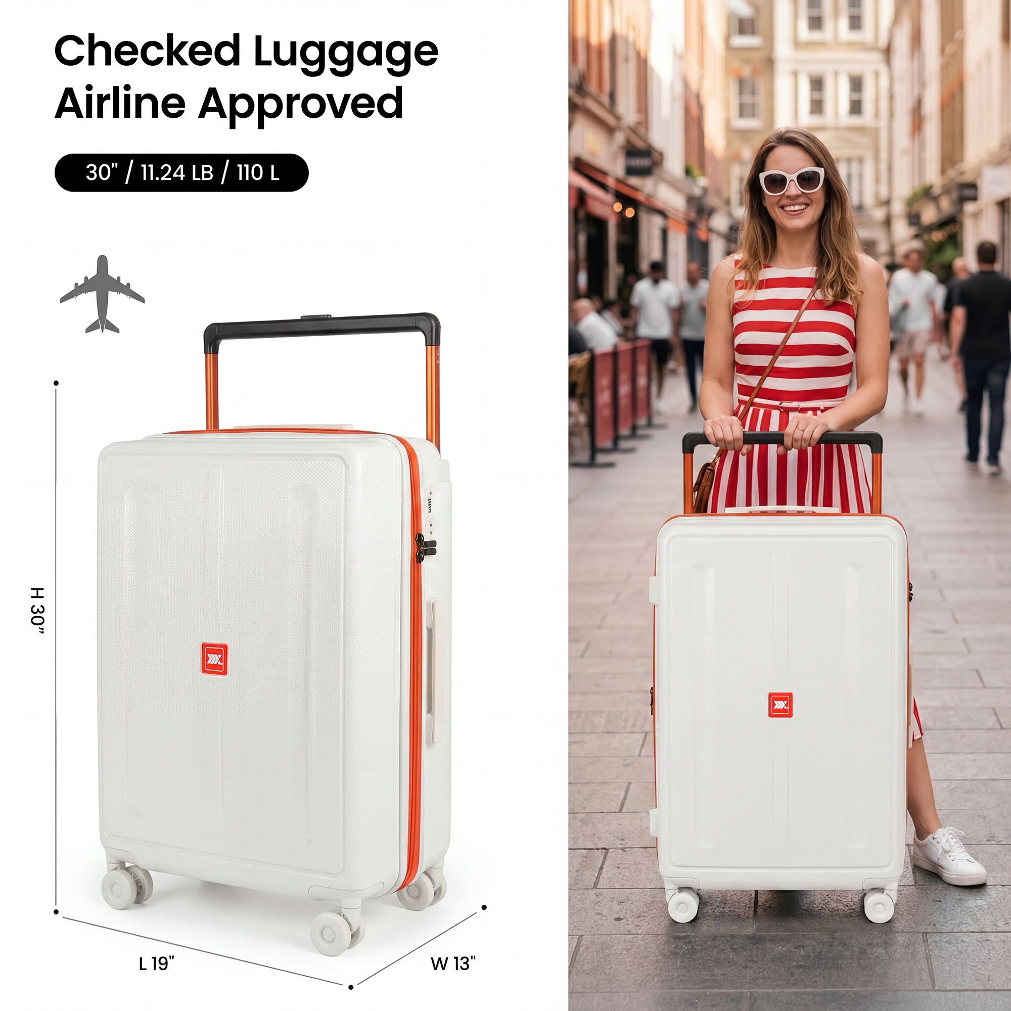 New York XPress LP-13803,3-Piece PC Hardshell Luggage, Expandable 20%, Spinner Wheels, TSA Lock, Wide Handle(20in/26in30in)