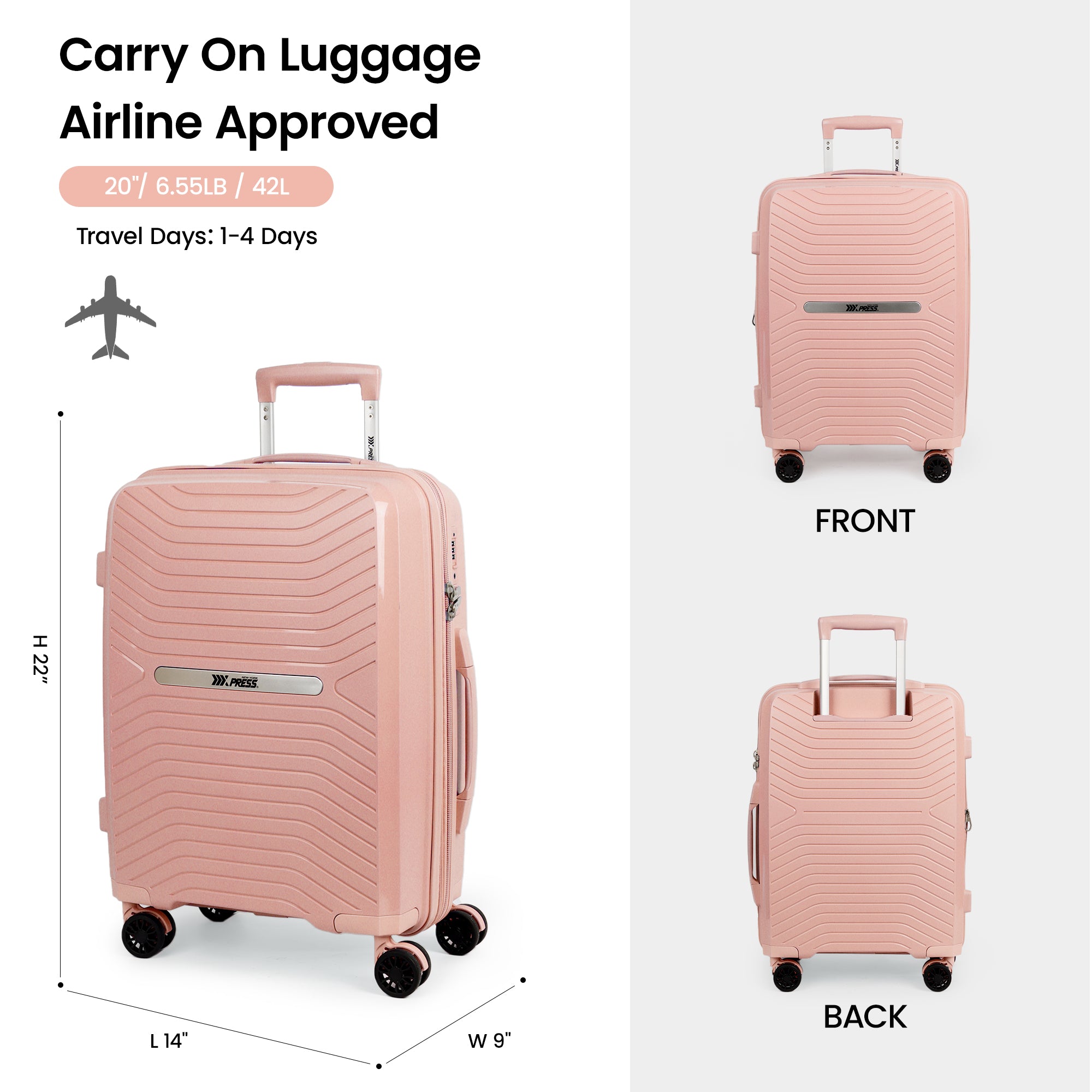 New York XPress 13804,3 Piece Luggage Set w/TSA LOCK,PC Hardside Suitcase Set w/Double Spinner Wheels,Expandable 20%,Luggage Sets,Lightweight Rolling Suitcase for Men/Women(20in/25in/29in)