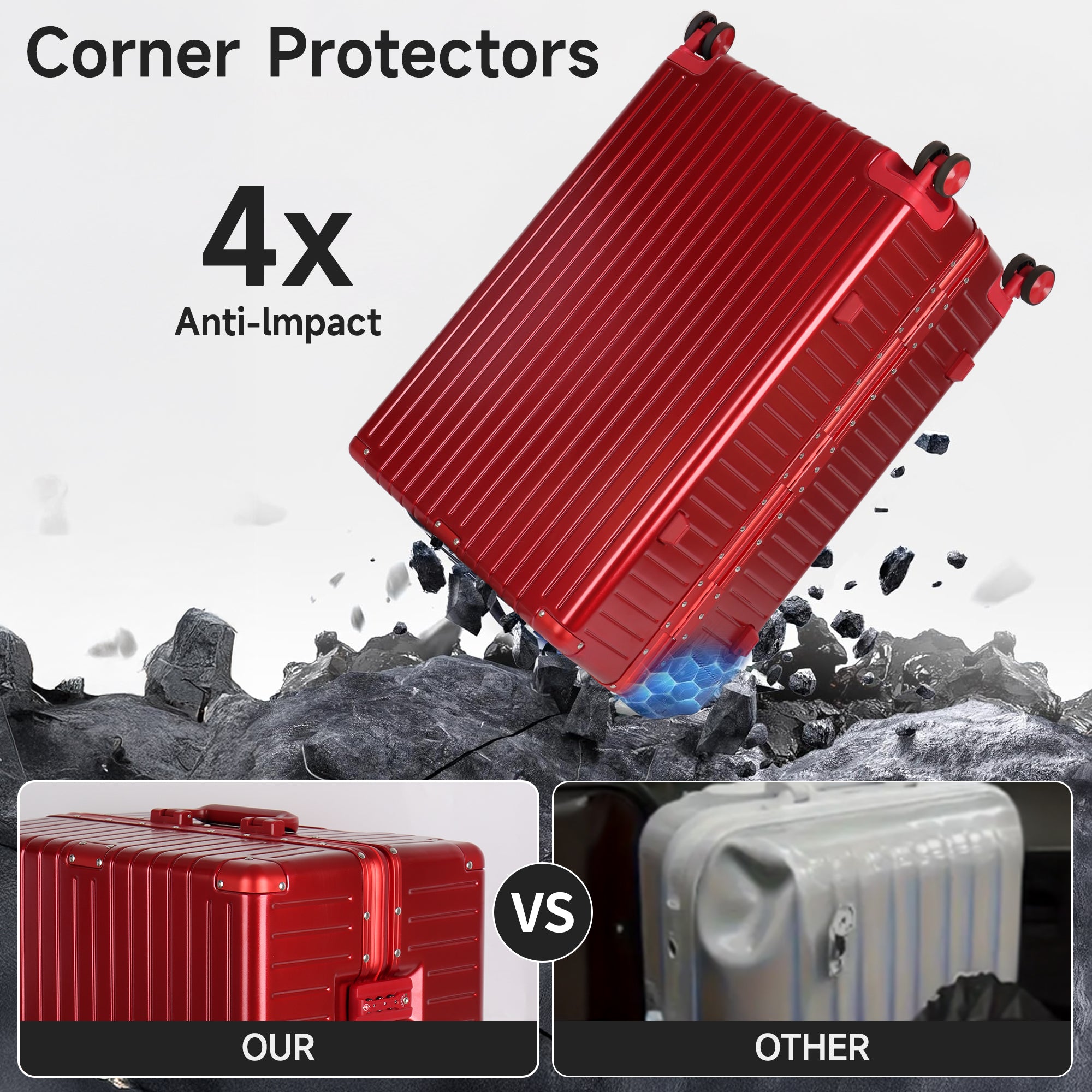 NEW YORK XPRESS Zipperless Luggage AL-12501,20in/30in,Aluminum Frame w/TSA LOCK w/Spinner Wheels