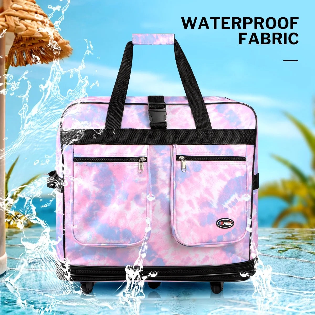 New York XPress 3 Layer Expandable Suitcase Bag Foldable Wheeled Duffel Bag with Wheels & Handles,Waterpoof Large Travel Duffel Bag for Trip Moving Storage