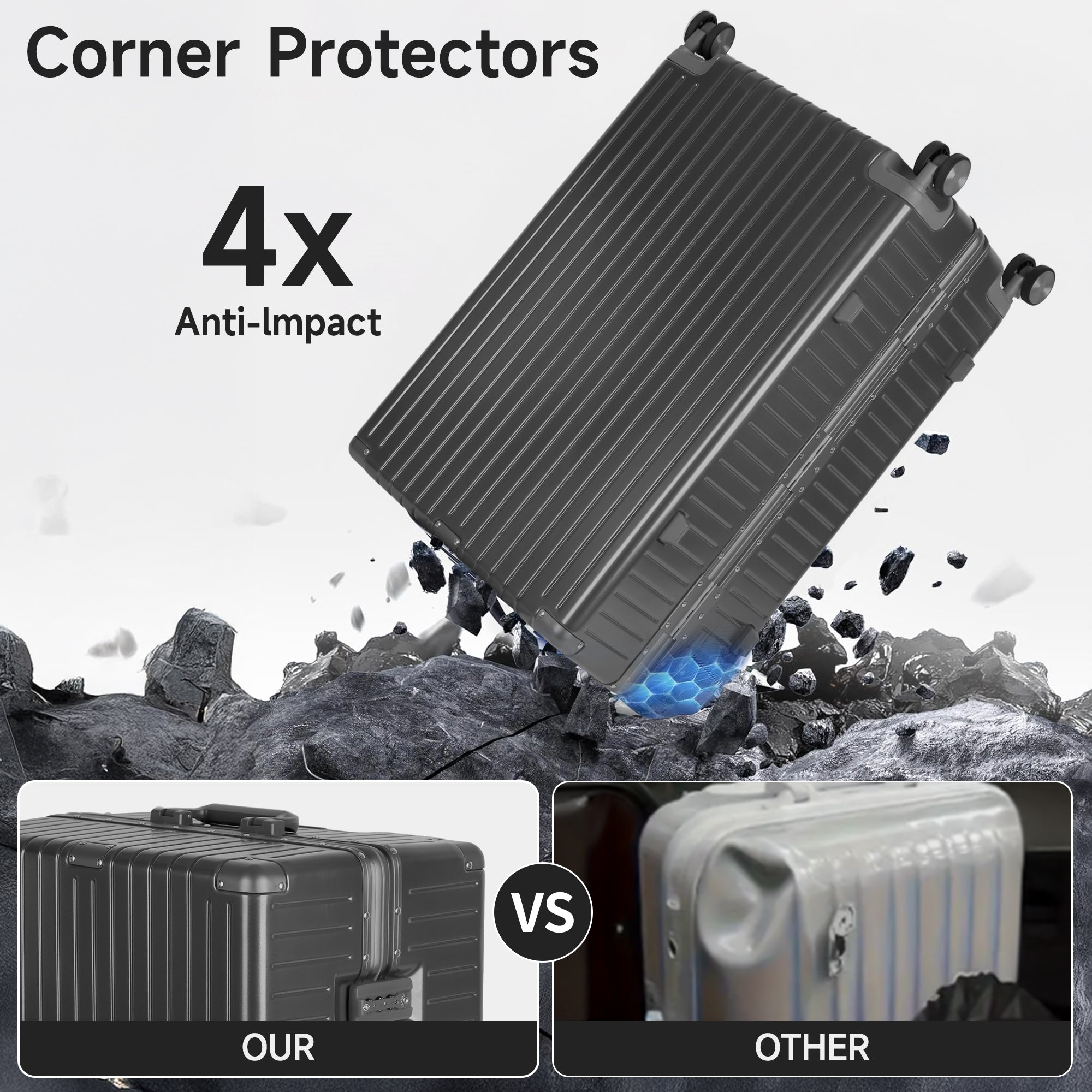 NEW YORK XPRESS Zipperless Luggage AL-12501,20in/30in,Aluminum Frame w/TSA LOCK w/Spinner Wheels