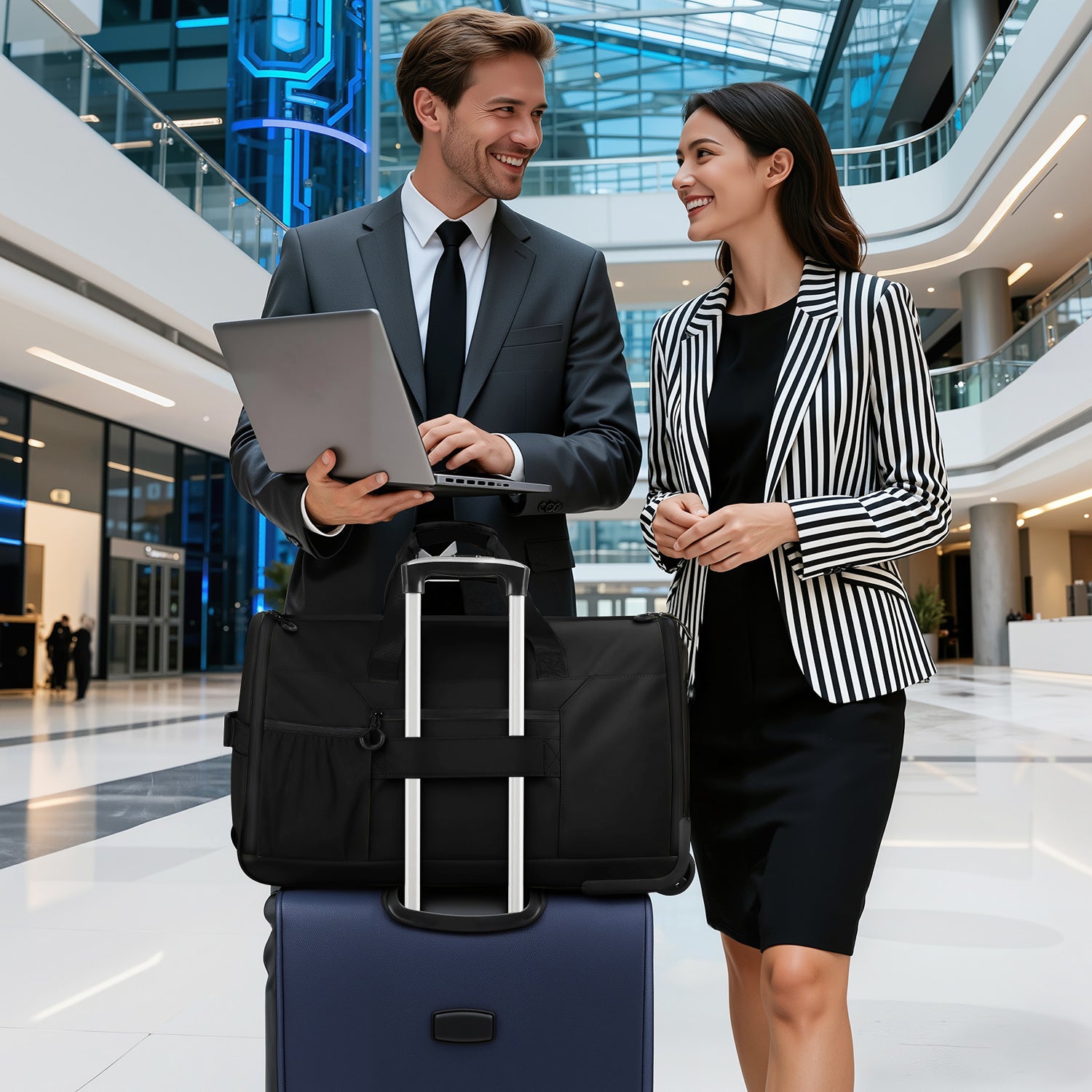 New York XPress GB-161, 2 in 1 Rolling Garment Bag with Wheels,Overnight Bags with Wheels,Rolling Duffle Bag w/Shoes Compartment
