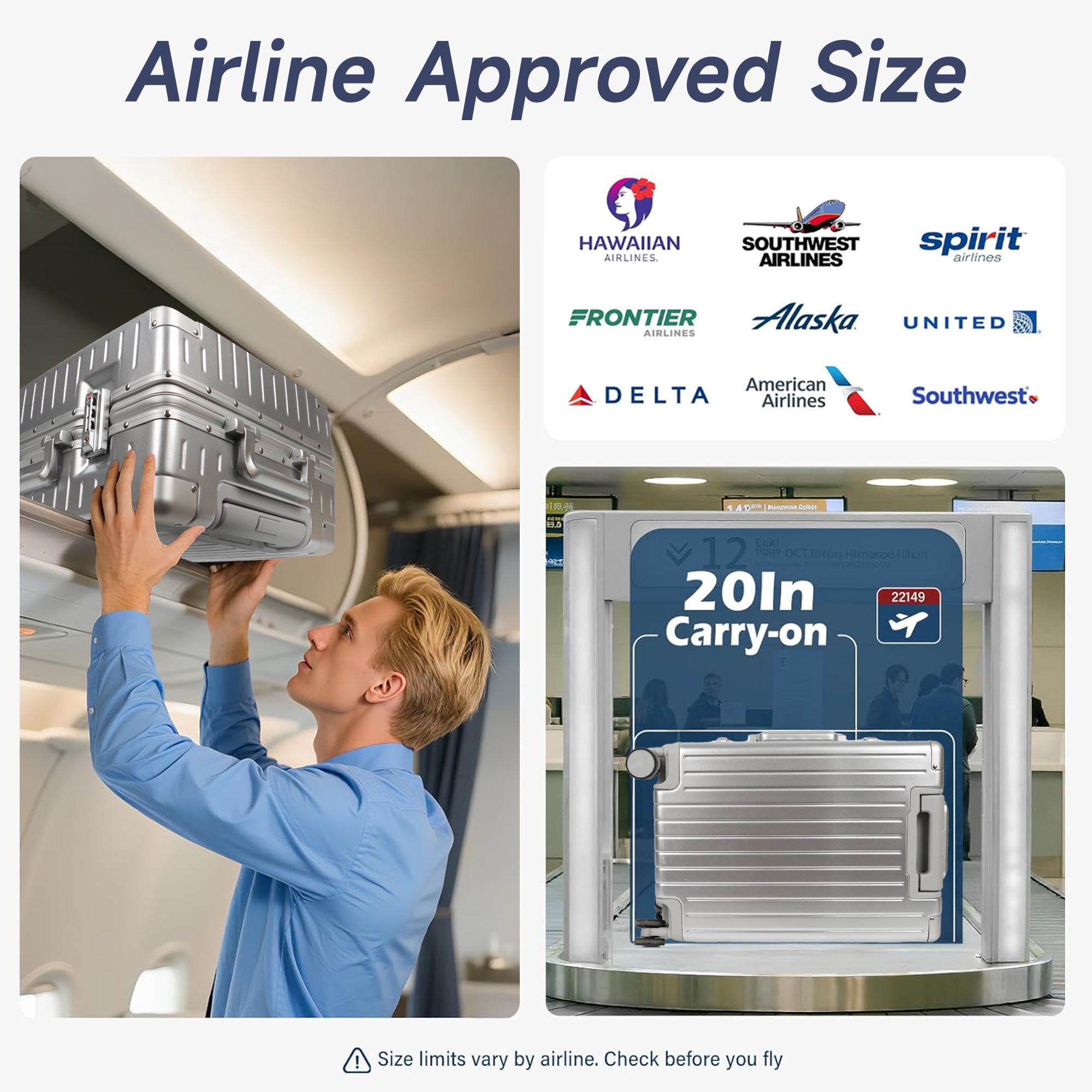 NEW YORK XPRESS Zipperless Luggage AL-12501,20in/30in,Aluminum Frame w/TSA LOCK w/Spinner Wheels