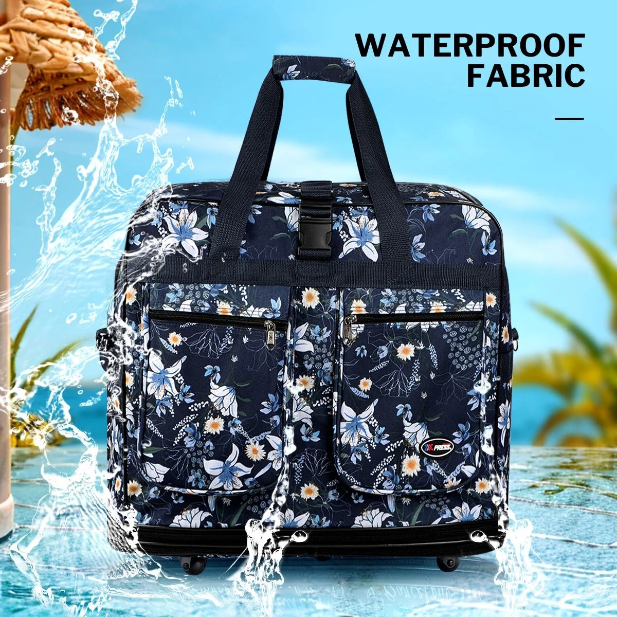 New York XPress 3 Layer Expandable Suitcase Bag Foldable Wheeled Duffel Bag with Wheels & Handles,Waterpoof Large Travel Duffel Bag for Trip Moving Storage