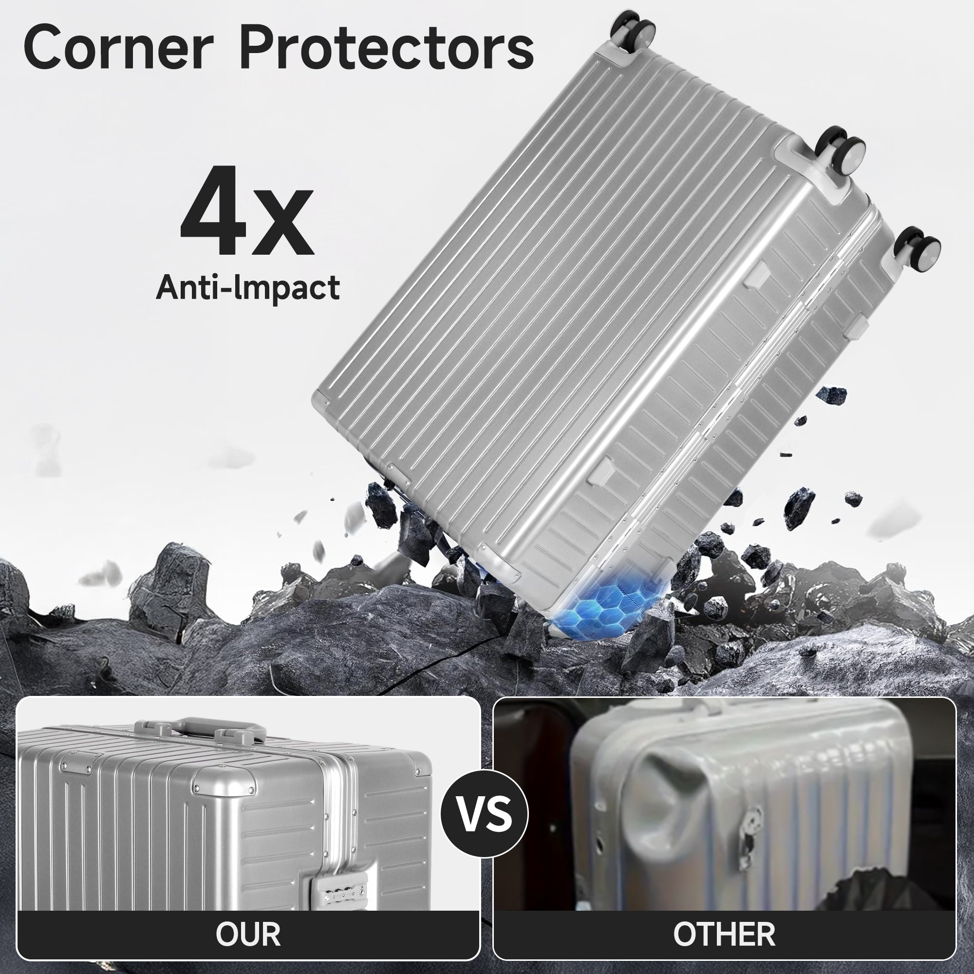 NEW YORK XPRESS Zipperless Luggage AL-12501,20in/30in,Aluminum Frame w/TSA LOCK w/Spinner Wheels