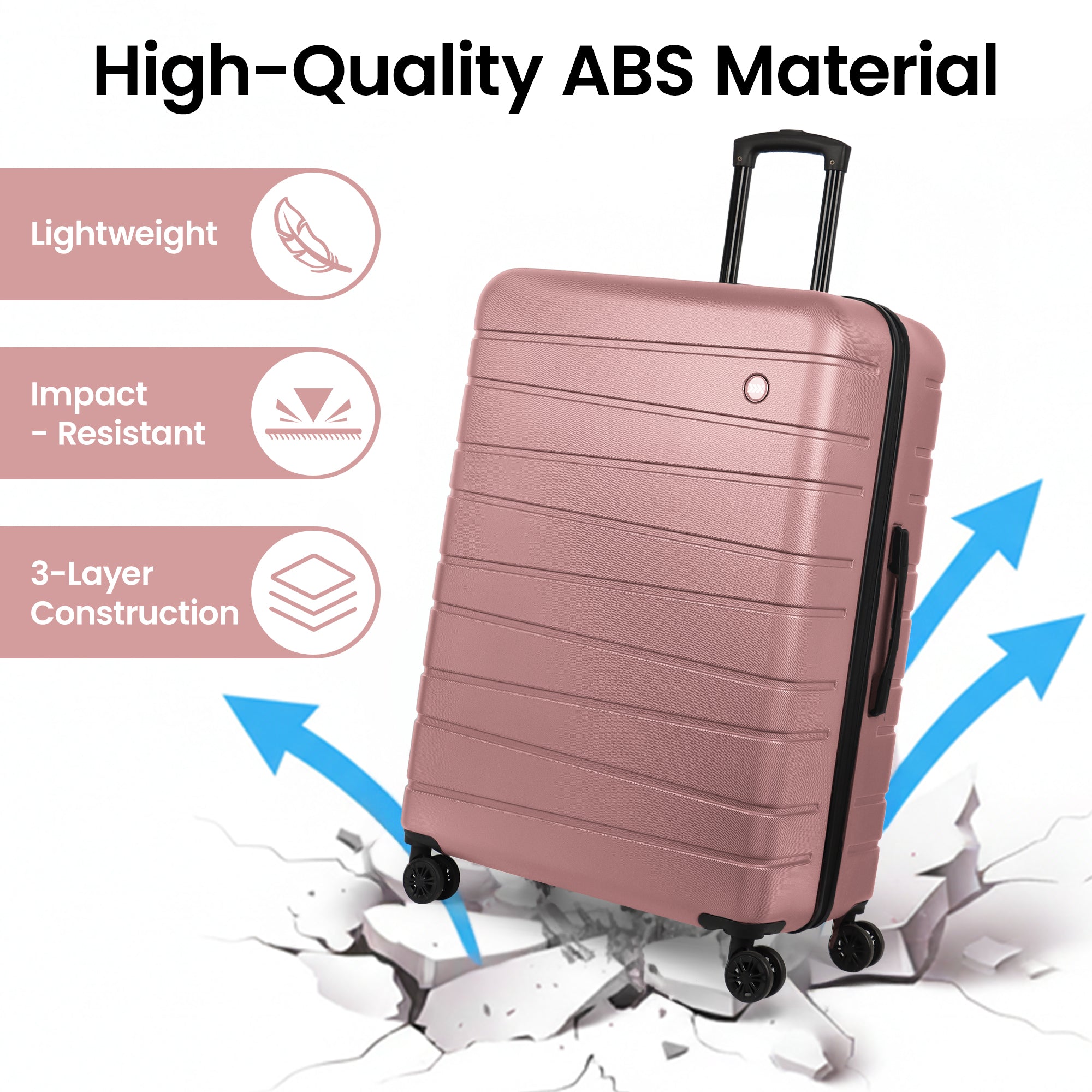 New York XPress 2538 2-PC (16/30in) ABS Hardshell Spinner, No LOCK (Keyhole), Scratch-Resistant, Lightweight Durable for Men/Women