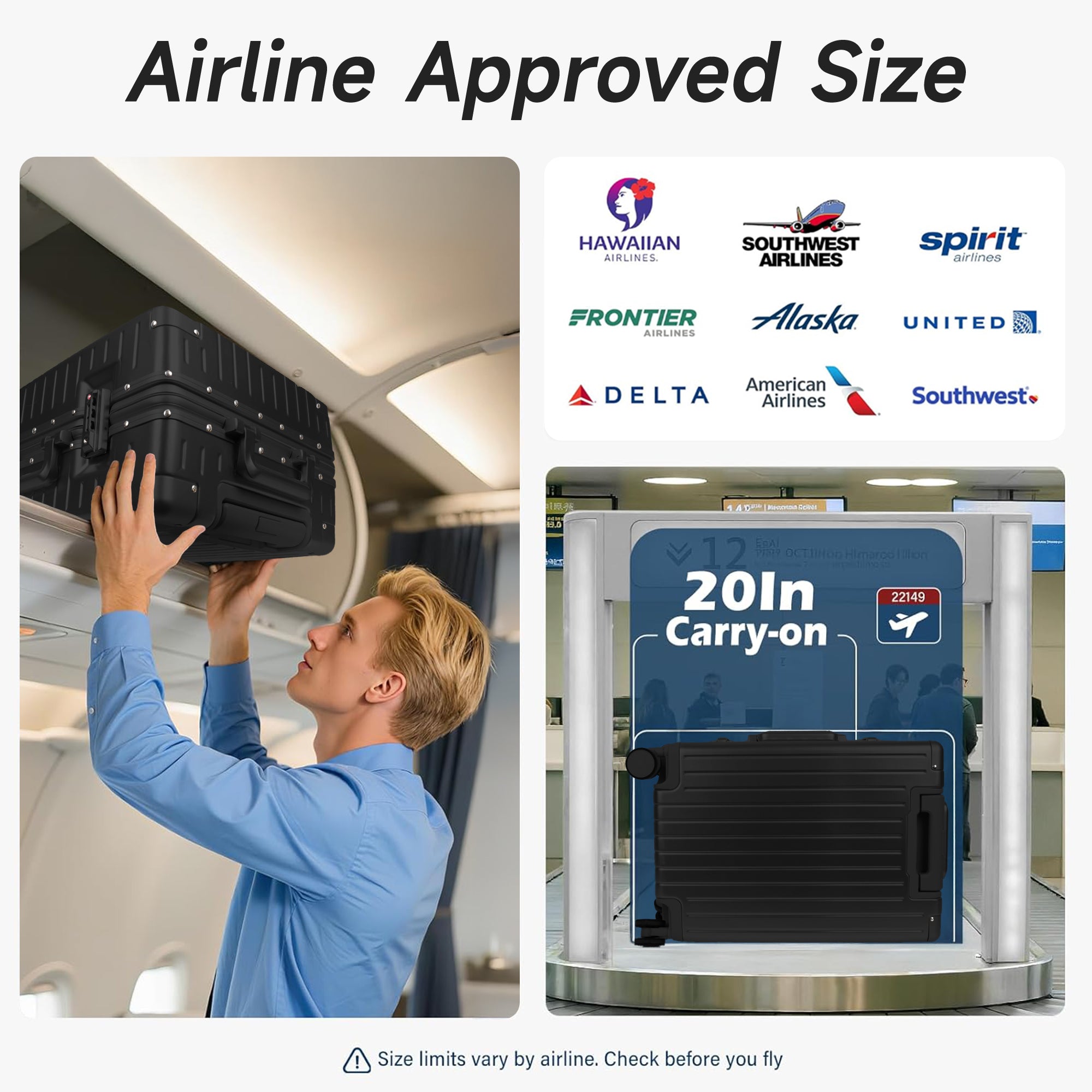 NEW YORK XPRESS Zipperless Luggage AL-12501,20in/30in,Aluminum Frame w/TSA LOCK w/Spinner Wheels