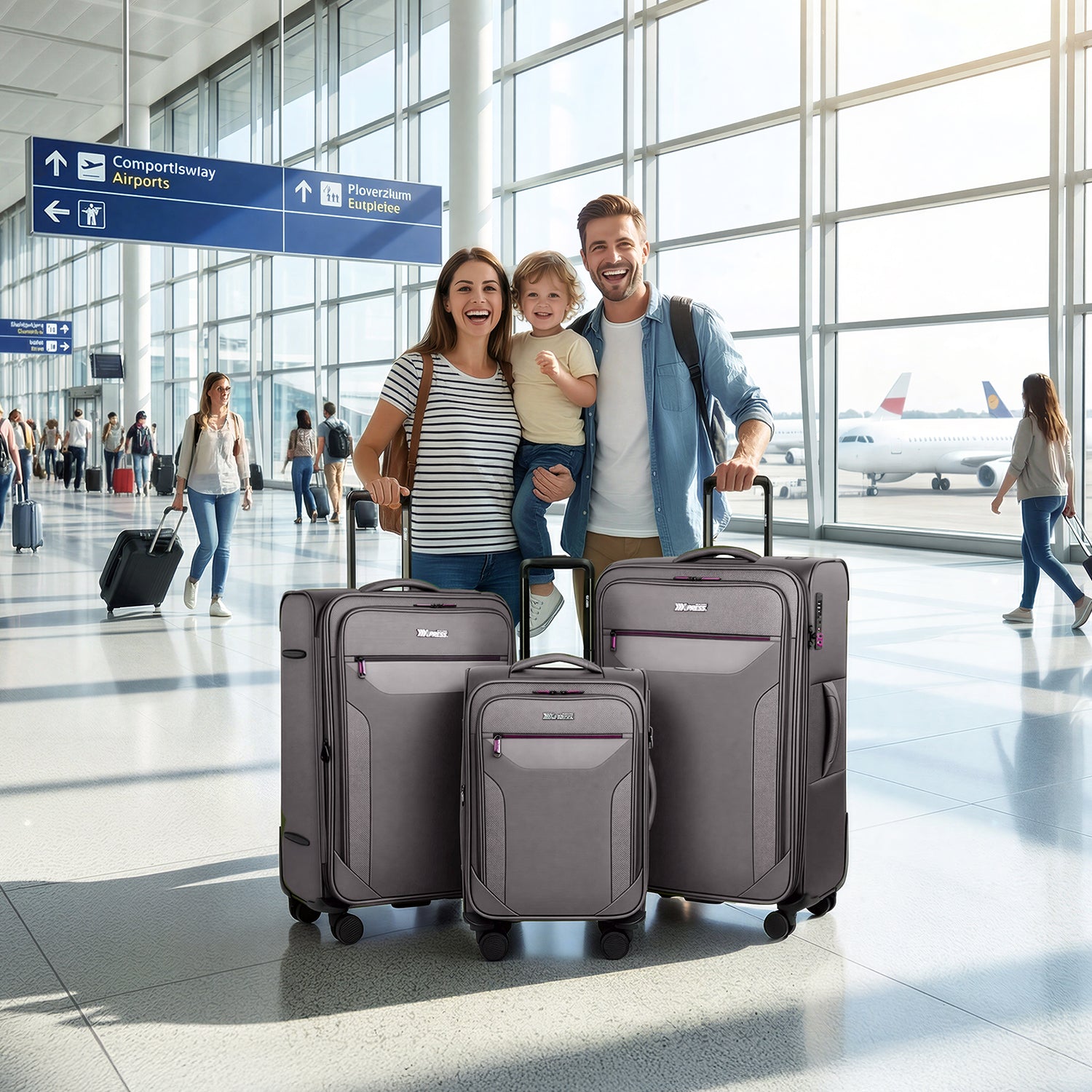 New York XPress WD-8817 3PCS Softside Luggage Set, Expandable Spinner with TSA LOCK, Lightweight Travel Suitcase for Men Women (20/26/30in) 