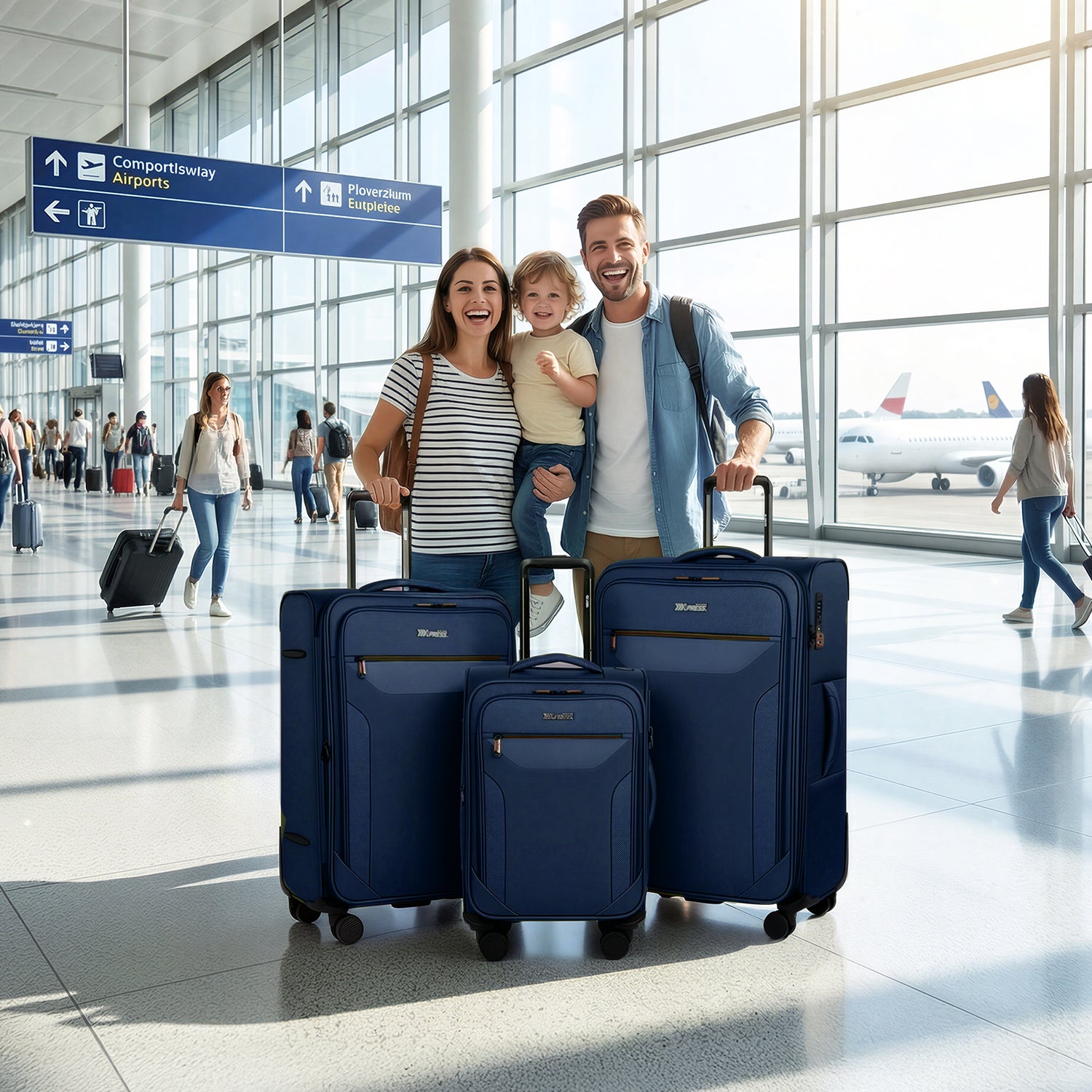 New York XPress WD-8817 3PCS Softside Luggage Set, Expandable Spinner with TSA LOCK, Lightweight Travel Suitcase for Men Women (20/26/30in) 
