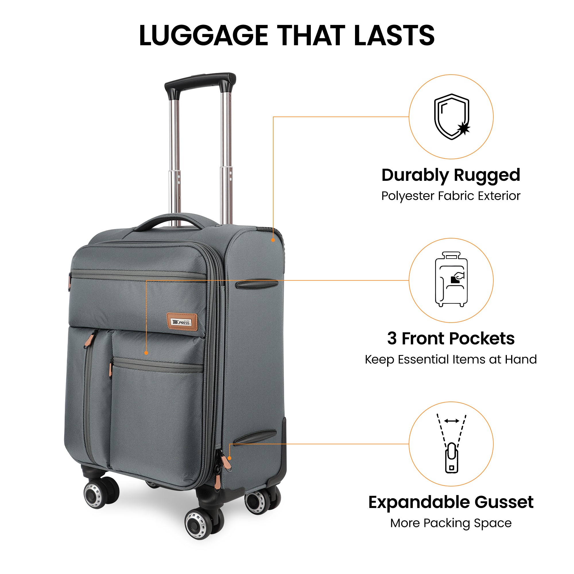 New York XPress XJ 1901,20in/26in/30in Softside Expandable Rolling Luggage w/TSA LOCK and Double Spinner Wheels,Lightweight Suitcases for Men Women