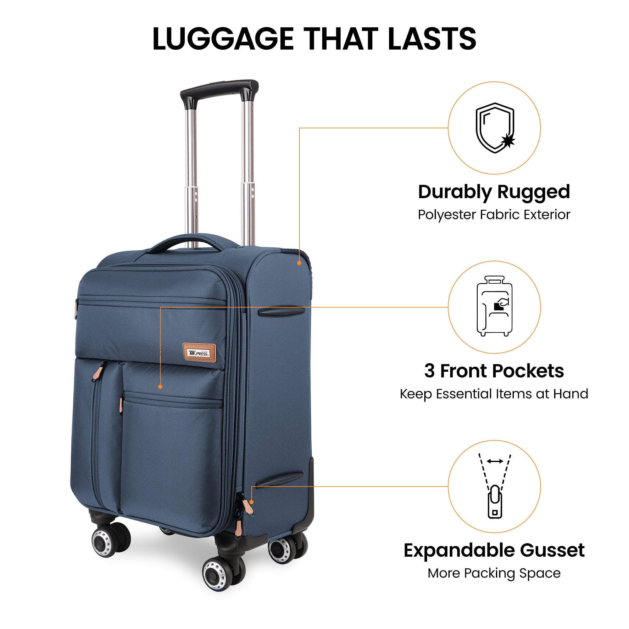New York XPress XJ 1901,20in/26in/30in Softside Expandable Rolling Luggage w/TSA LOCK and Double Spinner Wheels,Lightweight Suitcases for Men Women