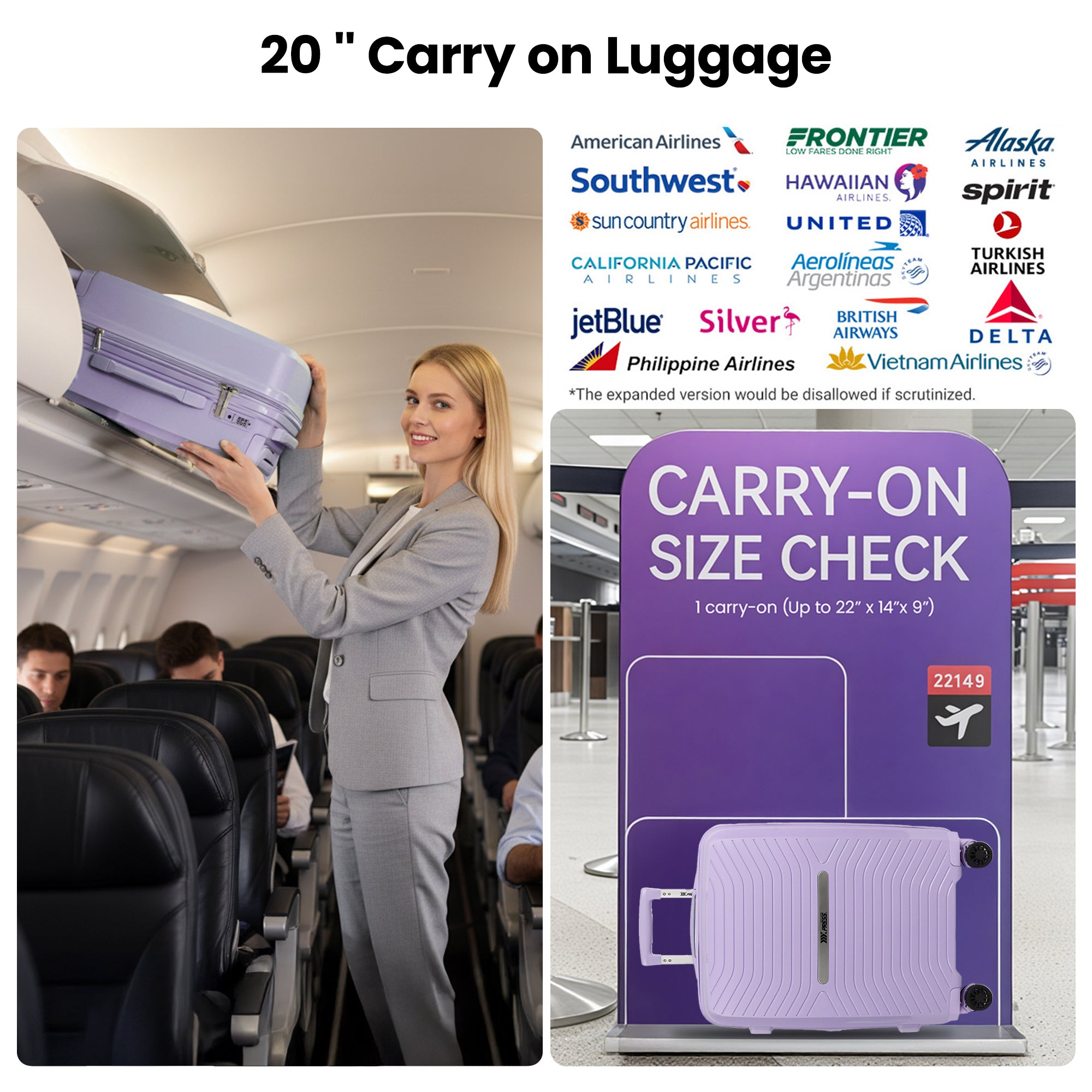 New York XPress 13804,3 Piece Luggage Set w/TSA LOCK,PC Hardside Suitcase Set w/Double Spinner Wheels,Expandable 20%,Luggage Sets,Lightweight Rolling Suitcase for Men/Women(20in/25in/29in)