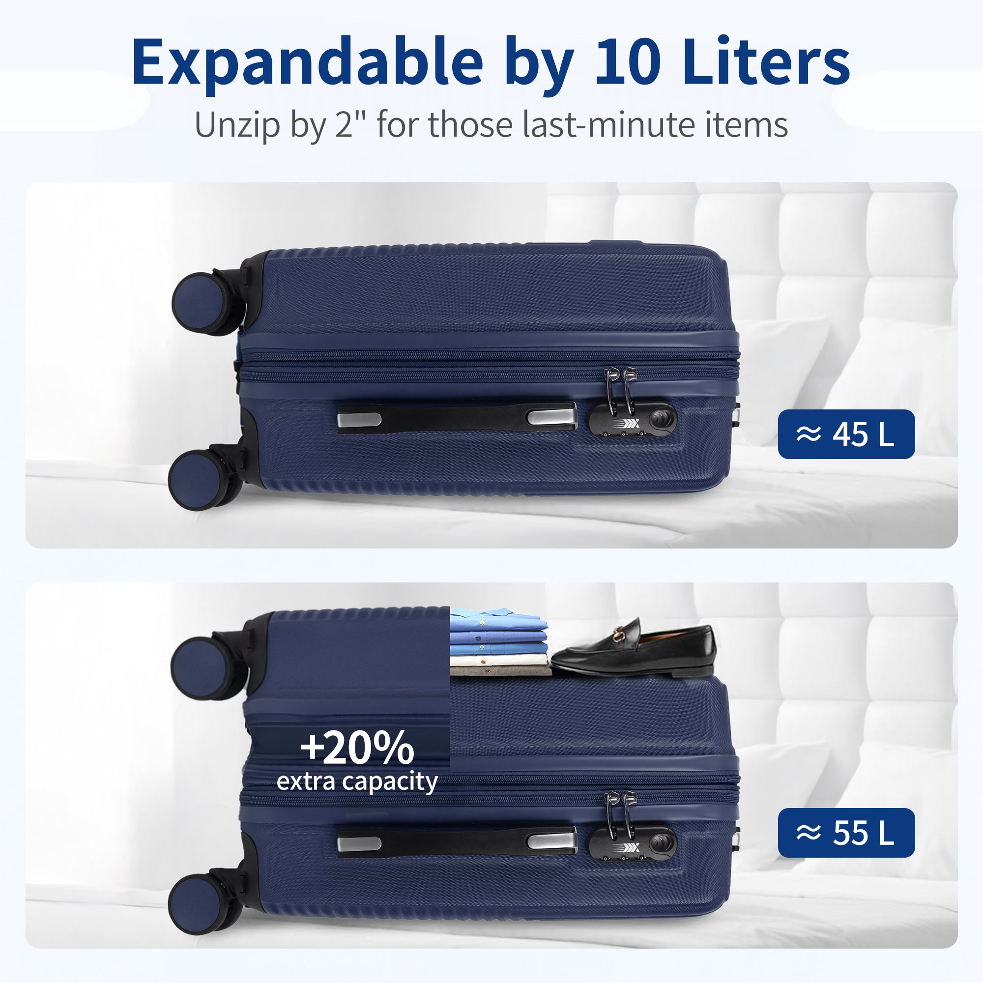 NEW YORK XPRESS WD-588-20" Hardside Carry-On Luggage for Airplane,Hardshell Suitcase with 8 Spinner Wheels