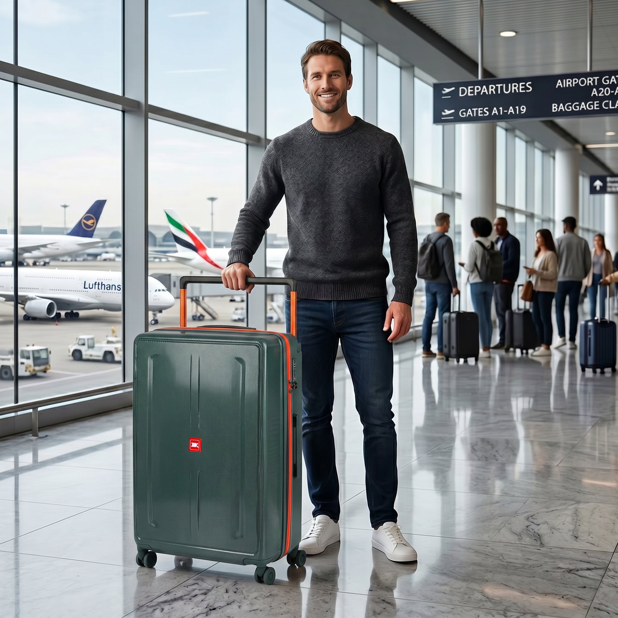New York XPress LP-13803,3-Piece PC Hardshell Luggage, Expandable 20%, Spinner Wheels, TSA Lock, Wide Handle(20in/26in30in)