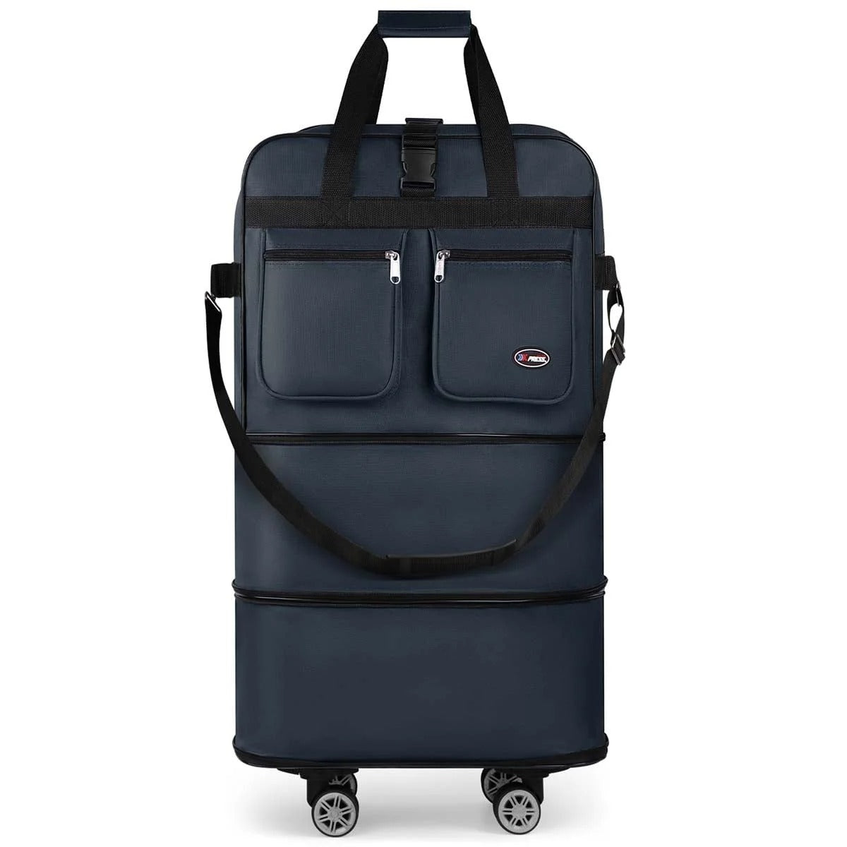 3-Layer Expandable Foldable Suitcase Bag, Luggage Rolling Collapsible Duffel Bag with Removable Spinner Wheels,Large Capacity Water-Resistant Travel Bag for Trip Moving Storage