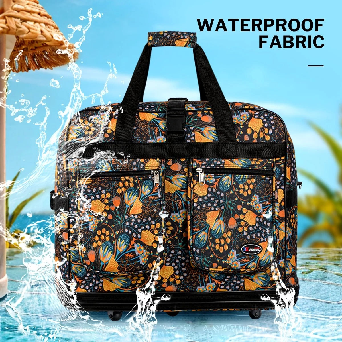 New York XPress 3 Layer Expandable Suitcase Bag Foldable Wheeled Duffel Bag with Wheels & Handles,Waterpoof Large Travel Duffel Bag for Trip Moving Storage