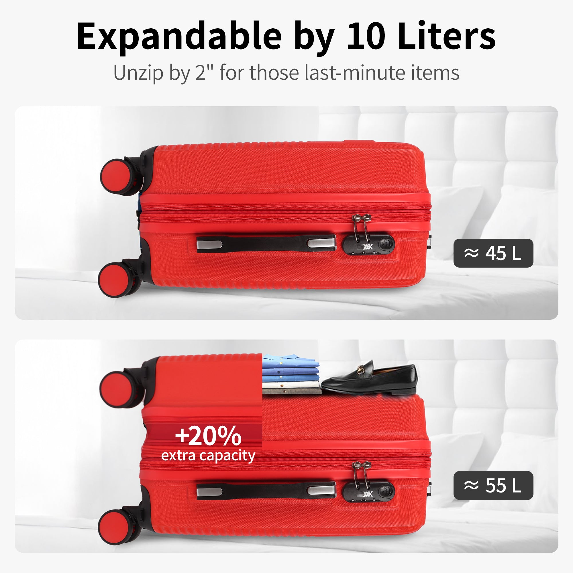 NEW YORK XPRESS WD-588-20" Hardside Carry-On Luggage for Airplane,Hardshell Suitcase with 8 Spinner Wheels