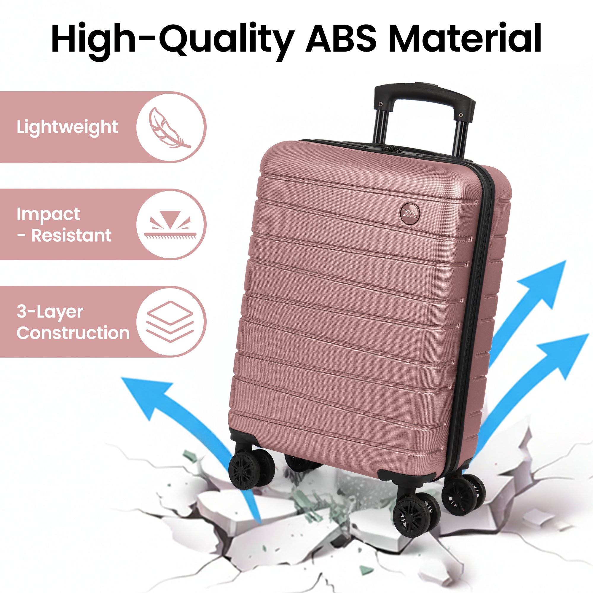 New York XPress 2538 2-PC (16/30in) ABS Hardshell Spinner, No LOCK (Keyhole), Scratch-Resistant, Lightweight Durable for Men/Women
