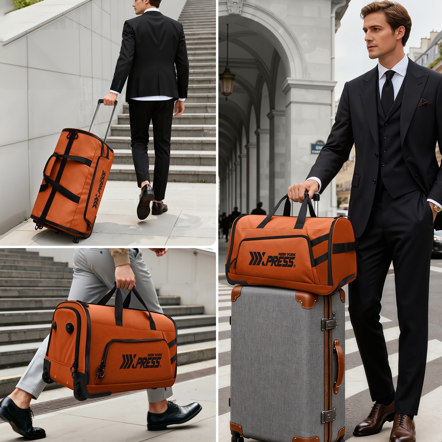 New York XPress GB-161, 2 in 1 Rolling Garment Bag with Wheels,Overnight Bags with Wheels,Rolling Duffle Bag w/Shoes Compartment