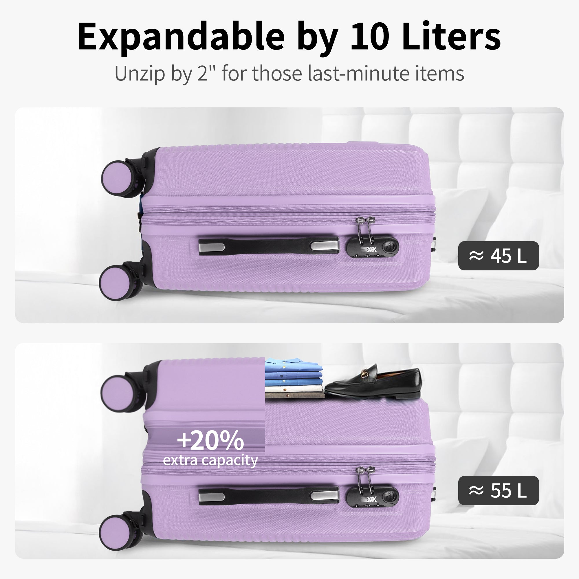 NEW YORK XPRESS WD-588-20" Hardside Carry-On Luggage for Airplane,Hardshell Suitcase with 8 Spinner Wheels