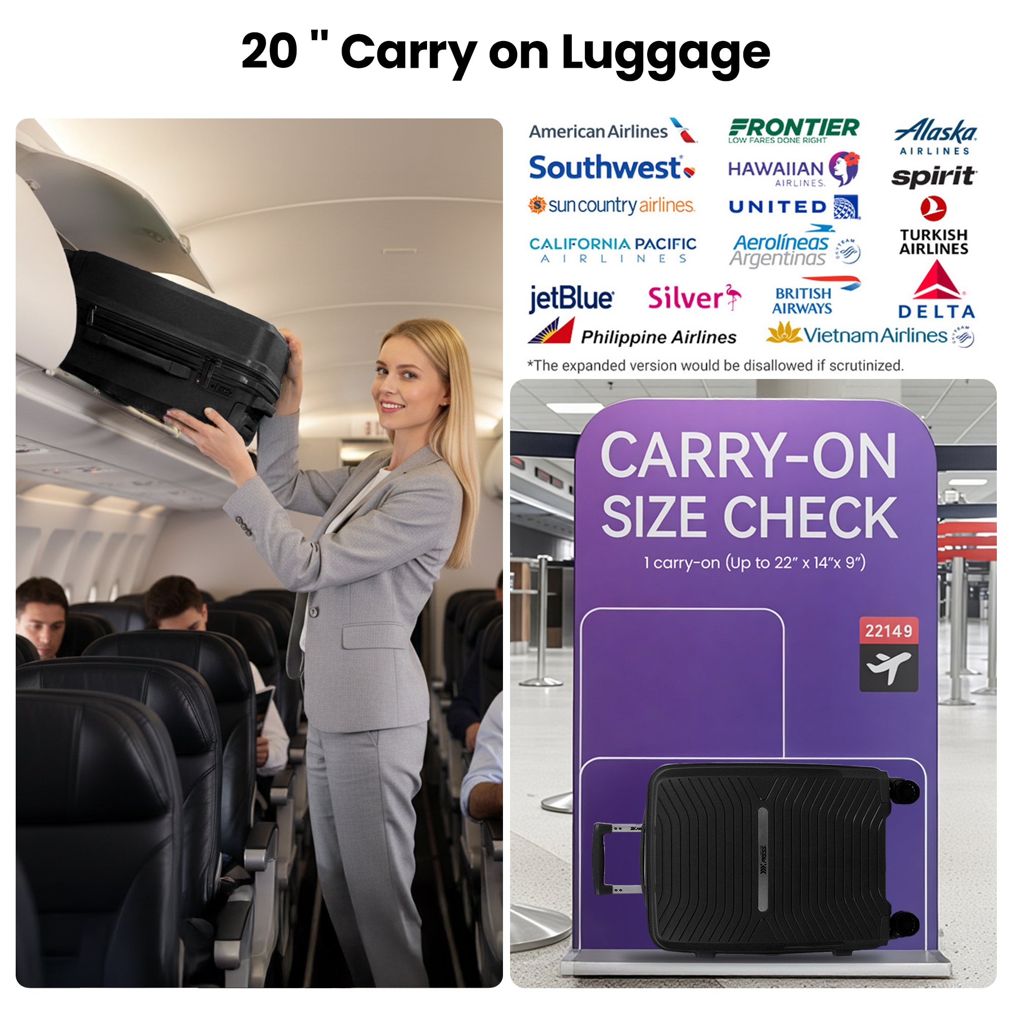New York XPress 13804,3 Piece Luggage Set w/TSA LOCK,PC Hardside Suitcase Set w/Double Spinner Wheels,Expandable 20%,Luggage Sets,Lightweight Rolling Suitcase for Men/Women(20in/25in/29in)
