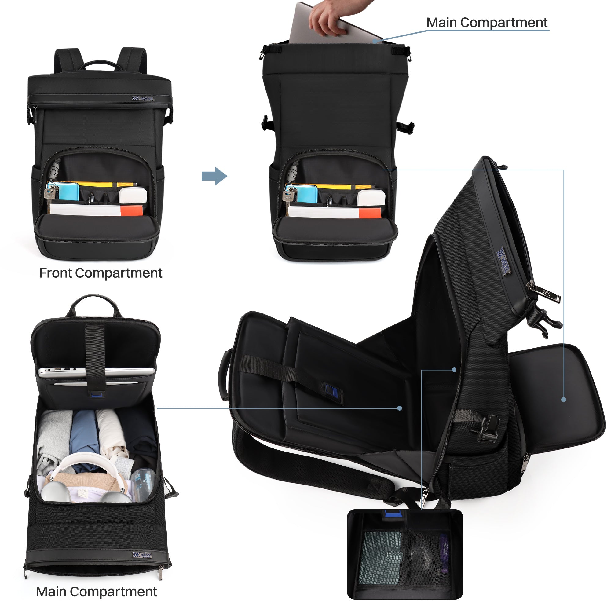 New York XPress B00684 Backpack 20'' Large Capacity Travel Laptop Backpack for 17 inch Laptop,Waterproof Backpack 27L