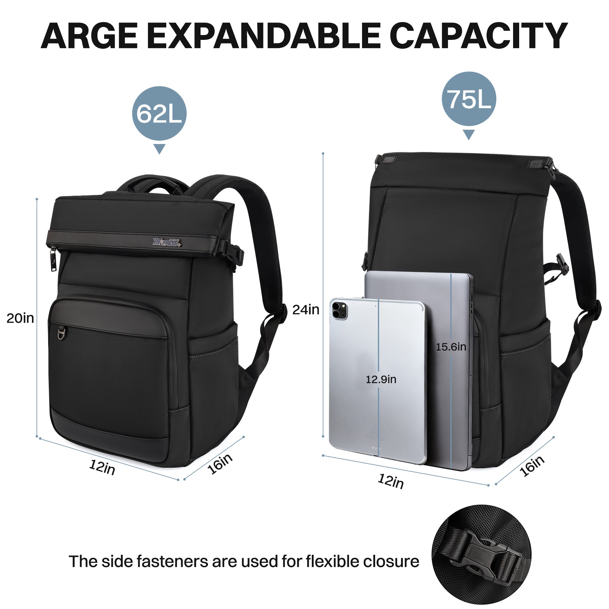 New York XPress B00684 Backpack 20'' Large Capacity Travel Laptop Backpack for 17 inch Laptop,Waterproof Backpack 27L