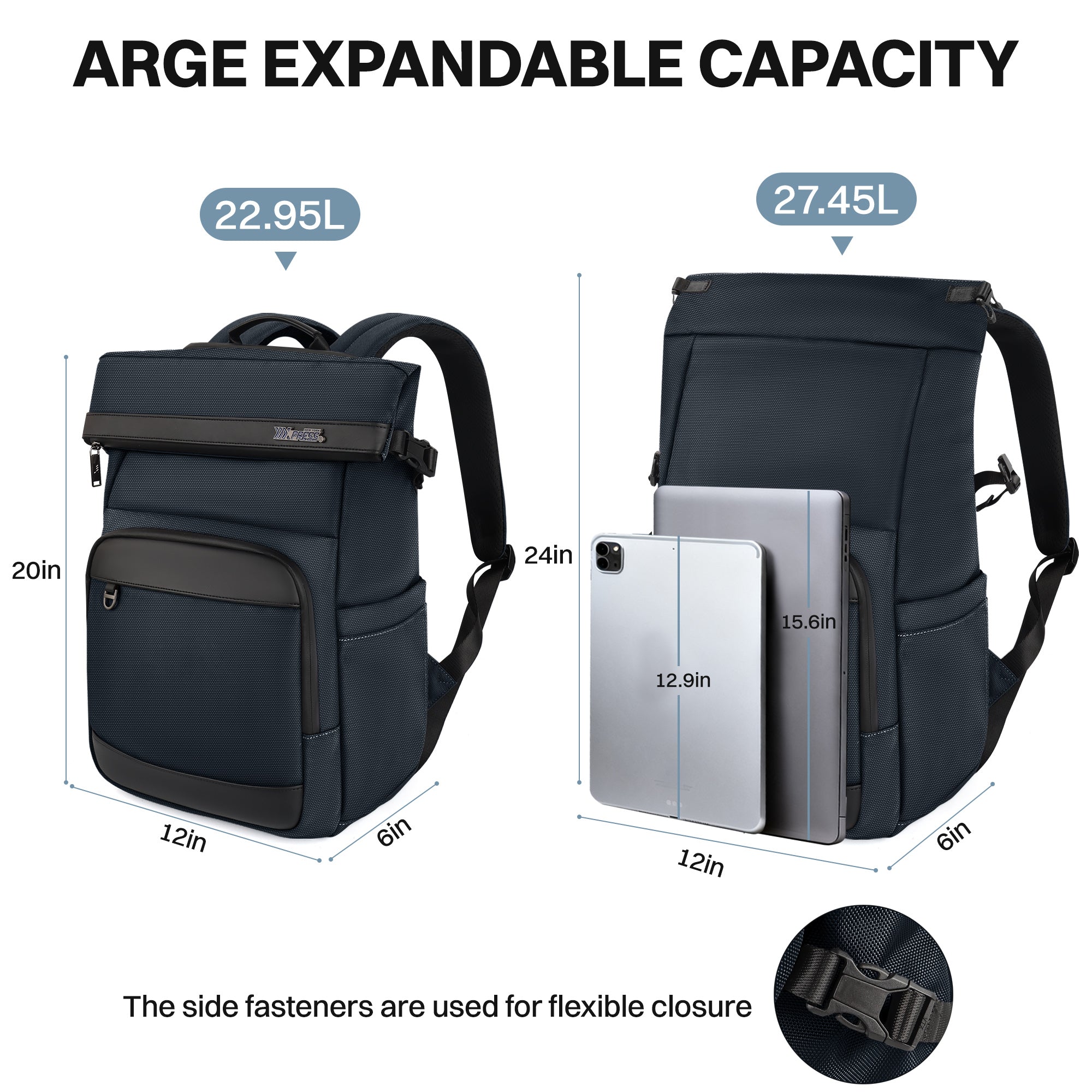 New York XPress B00684 Backpack 20'' Large Capacity Travel Laptop Backpack for 17 inch Laptop,Waterproof Backpack 27L