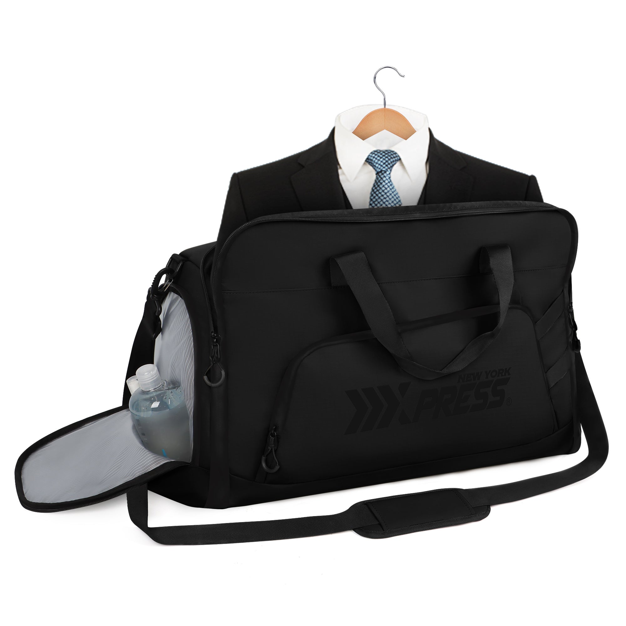 New York XPress GB-261, 2 in 1 Convertible Garment Bag for Travel,Carry on Garment Duffel Bag with Shoulder Strap,Hanging Suit Compartment,Duffle Bag
