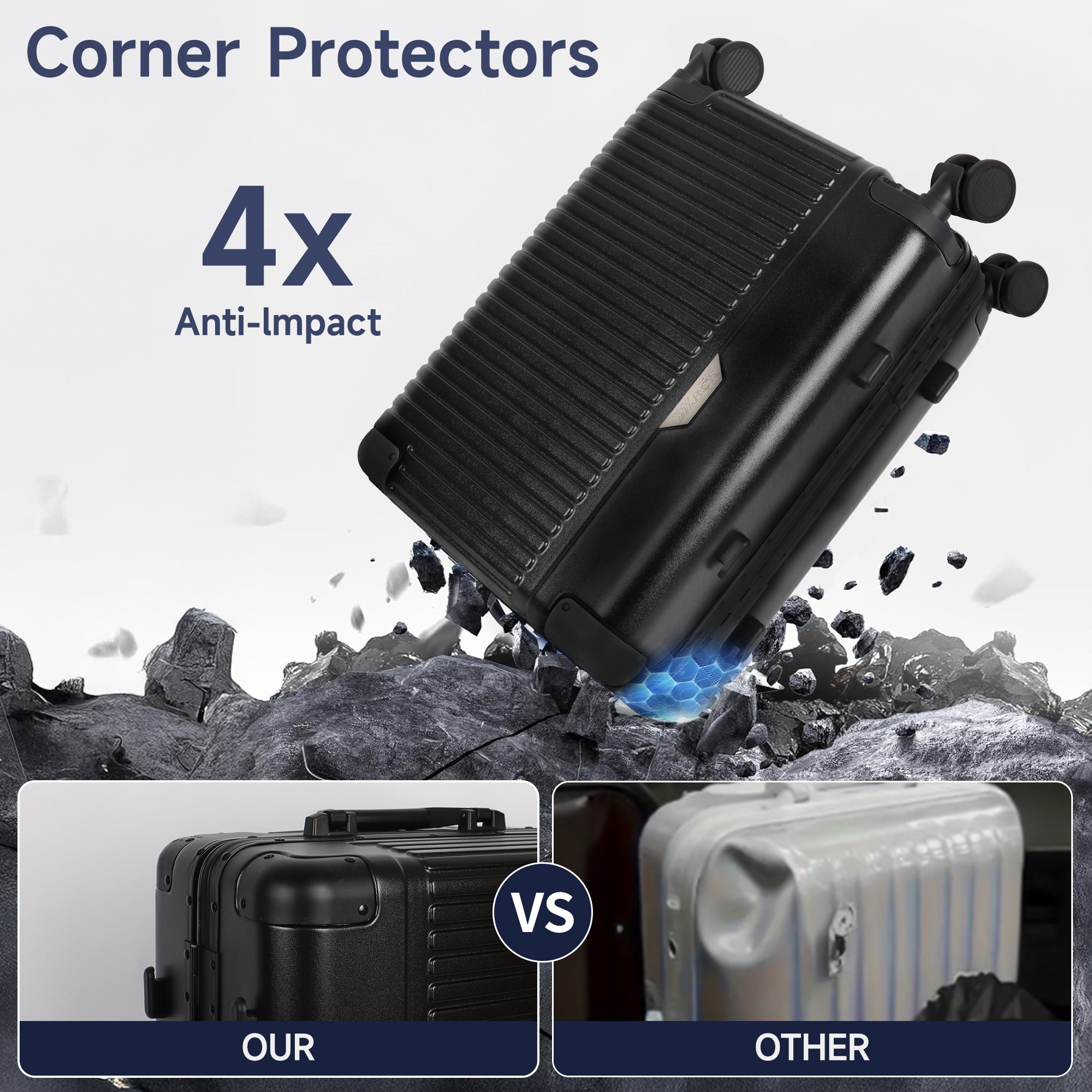 New York XPress AL1377 20" Aluminum Luggage, Zipperless Spinner Carry-On, TSA LOCK