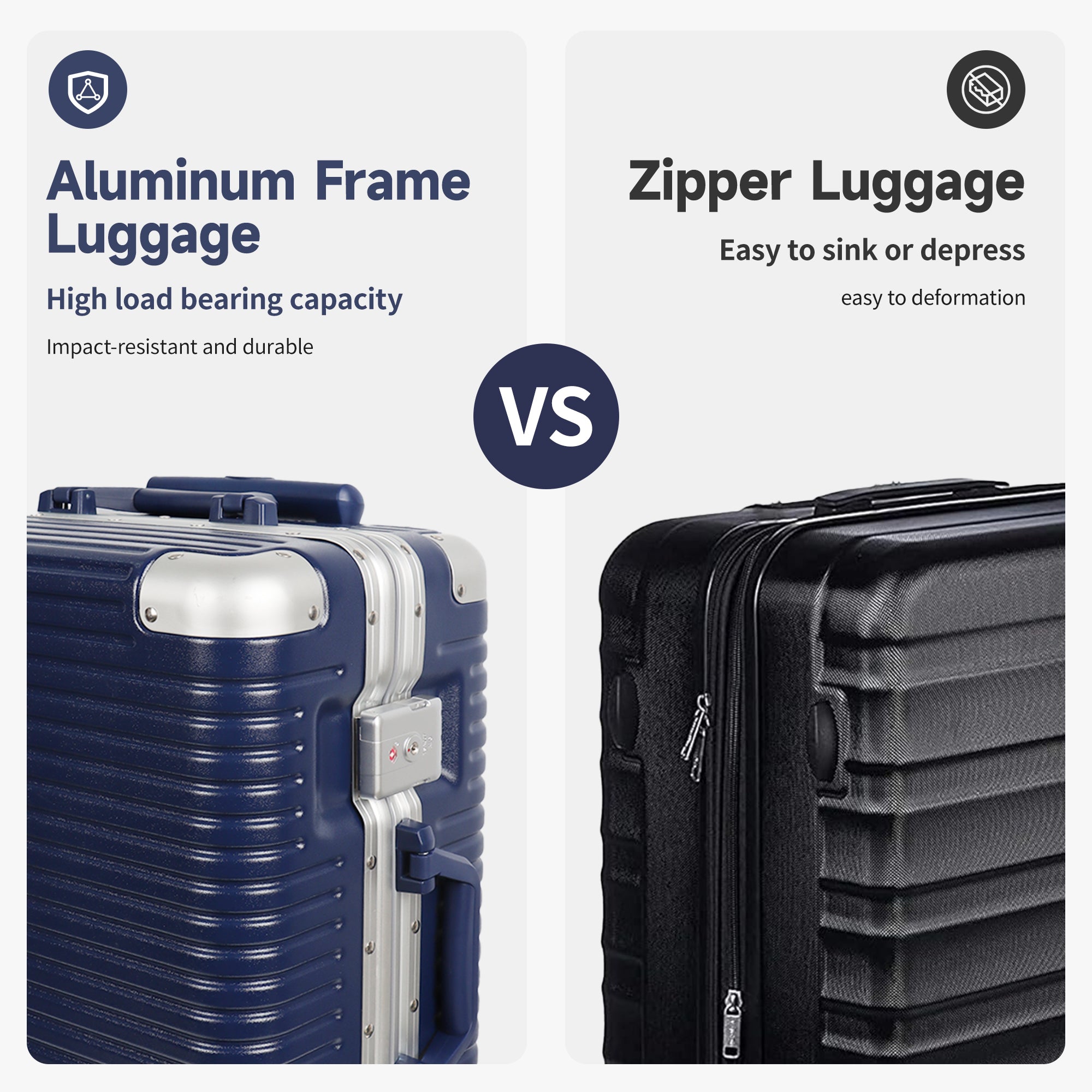 Luggage AL1377,Carry On Luggage 20 inch,Aluminum Alloy Zipperless Suitcase with Spinner Wheels