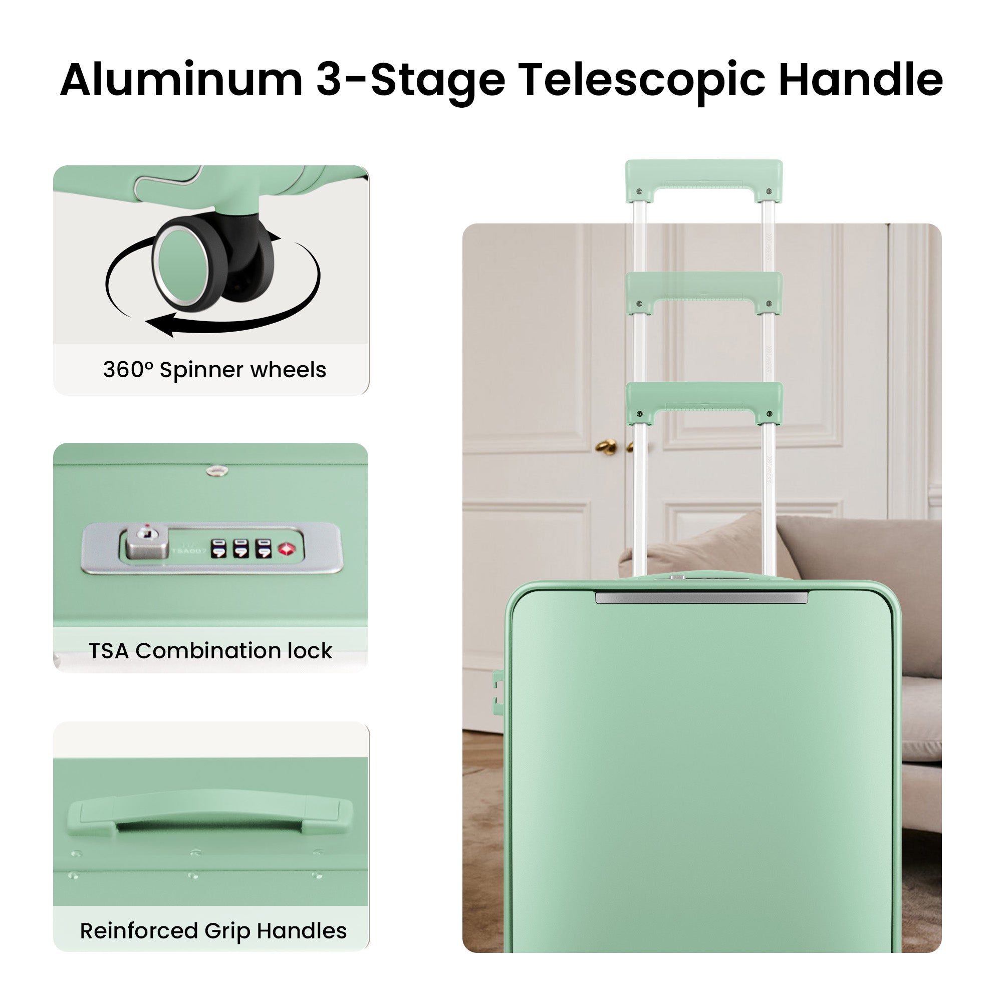 New York XPress LA-266, 20'' Carry on Luggage with Front Pocket & Cup Holder,Suitcase with Aluminum Frame,PC Hard Shell Suitcases w/TSA LOCK