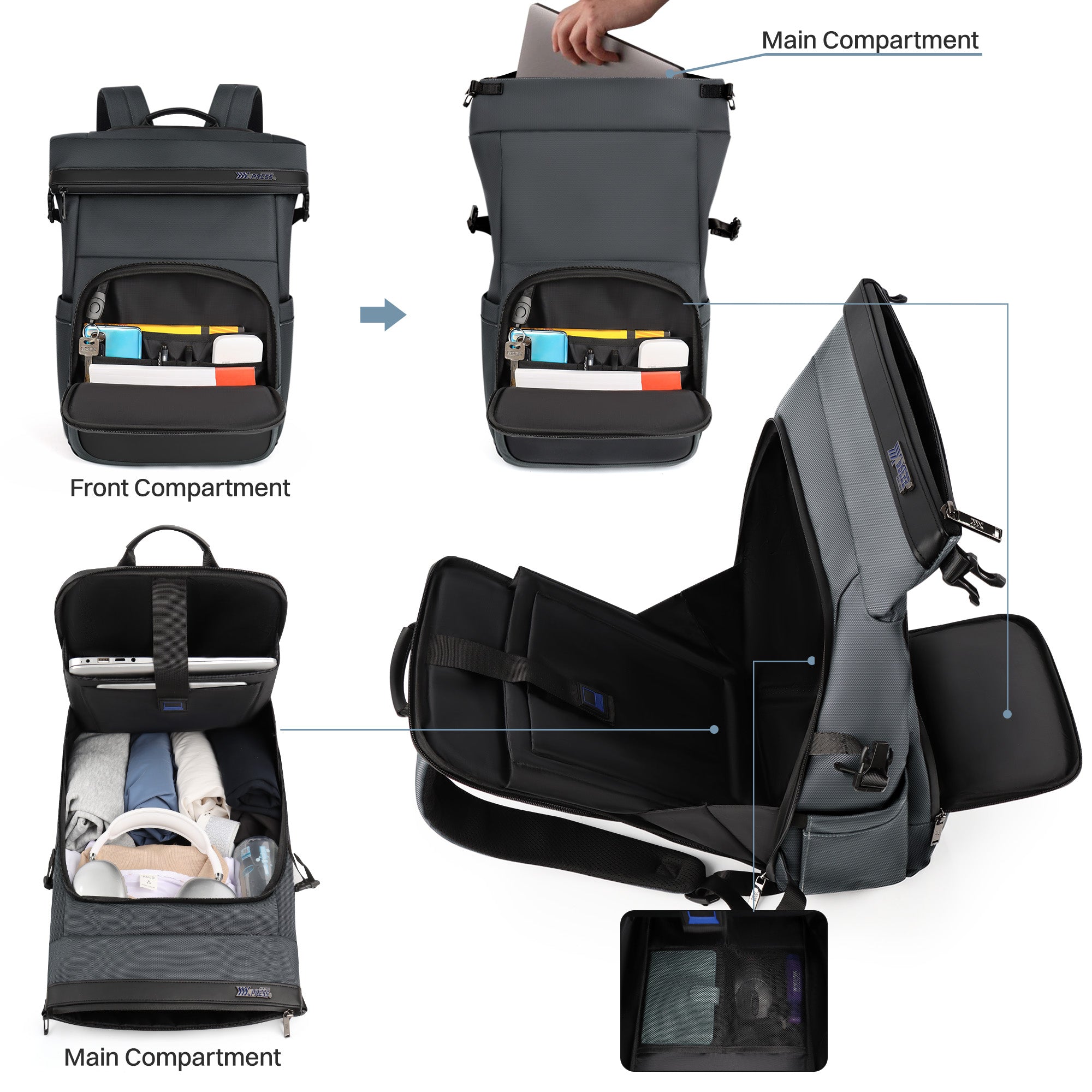 New York XPress B00684 Backpack 20'' Large Capacity Travel Laptop Backpack for 17 inch Laptop,Waterproof Backpack 27L