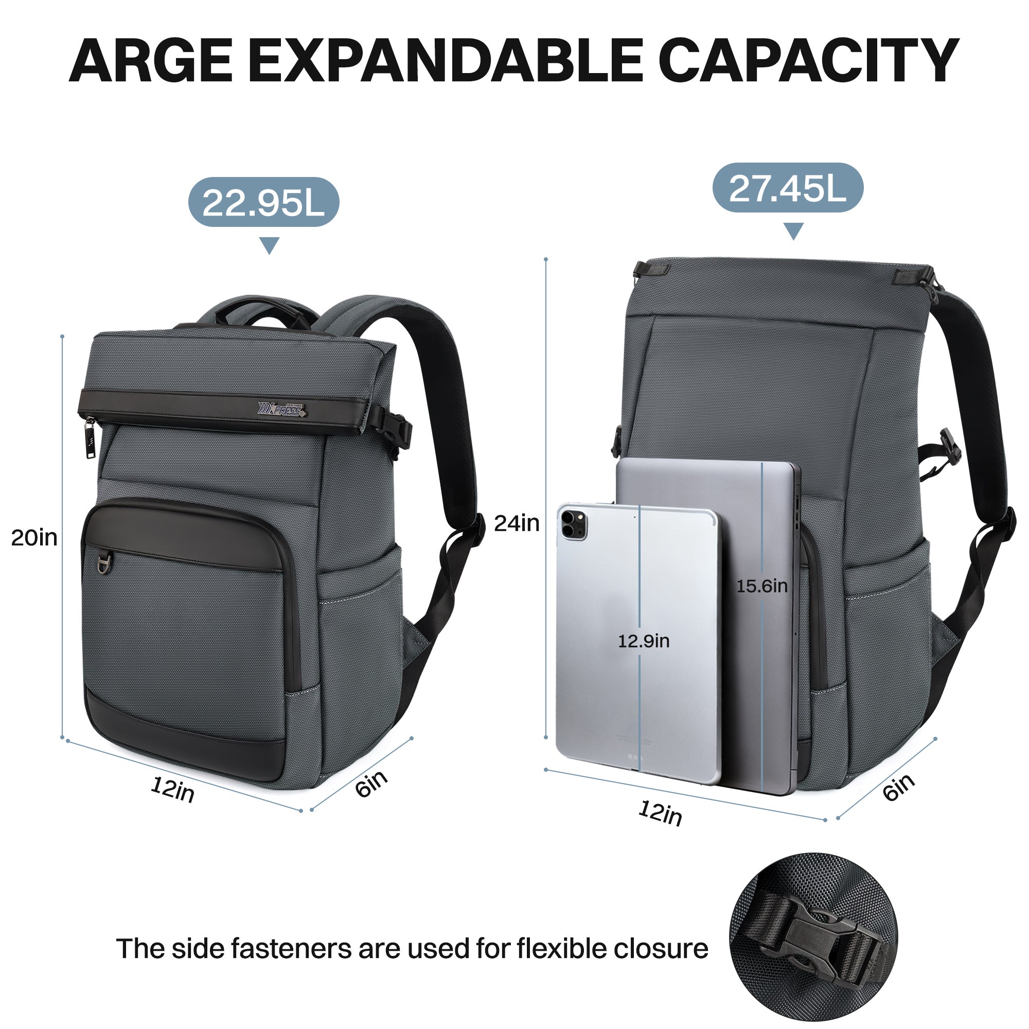 New York XPress B00684 Backpack 20'' Large Capacity Travel Laptop Backpack for 17 inch Laptop,Waterproof Backpack 27L