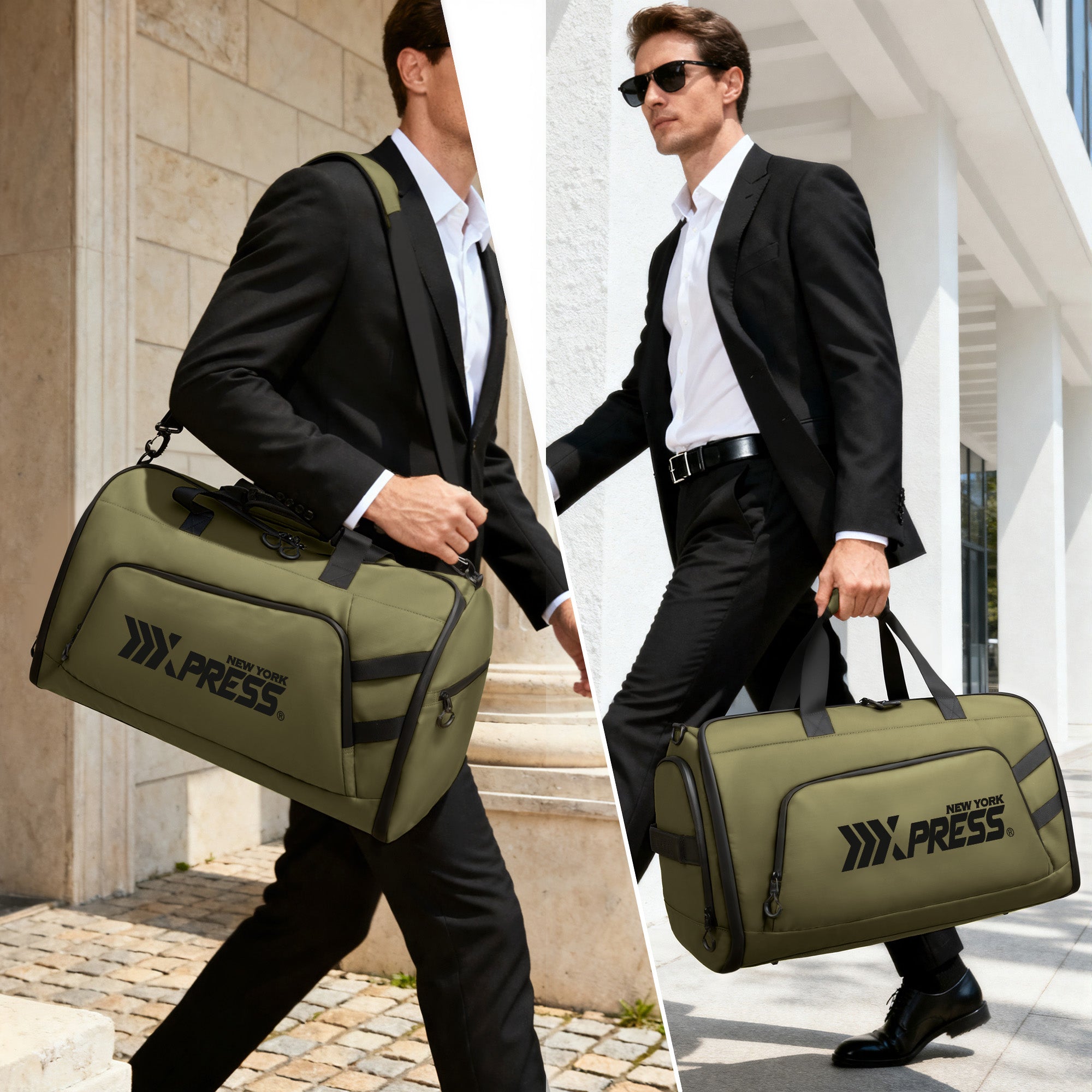 New York XPress GB-261, 2 in 1 Convertible Garment Bag for Travel,Carry on Garment Duffel Bag with Shoulder Strap,Hanging Suit Compartment,Duffle Bag