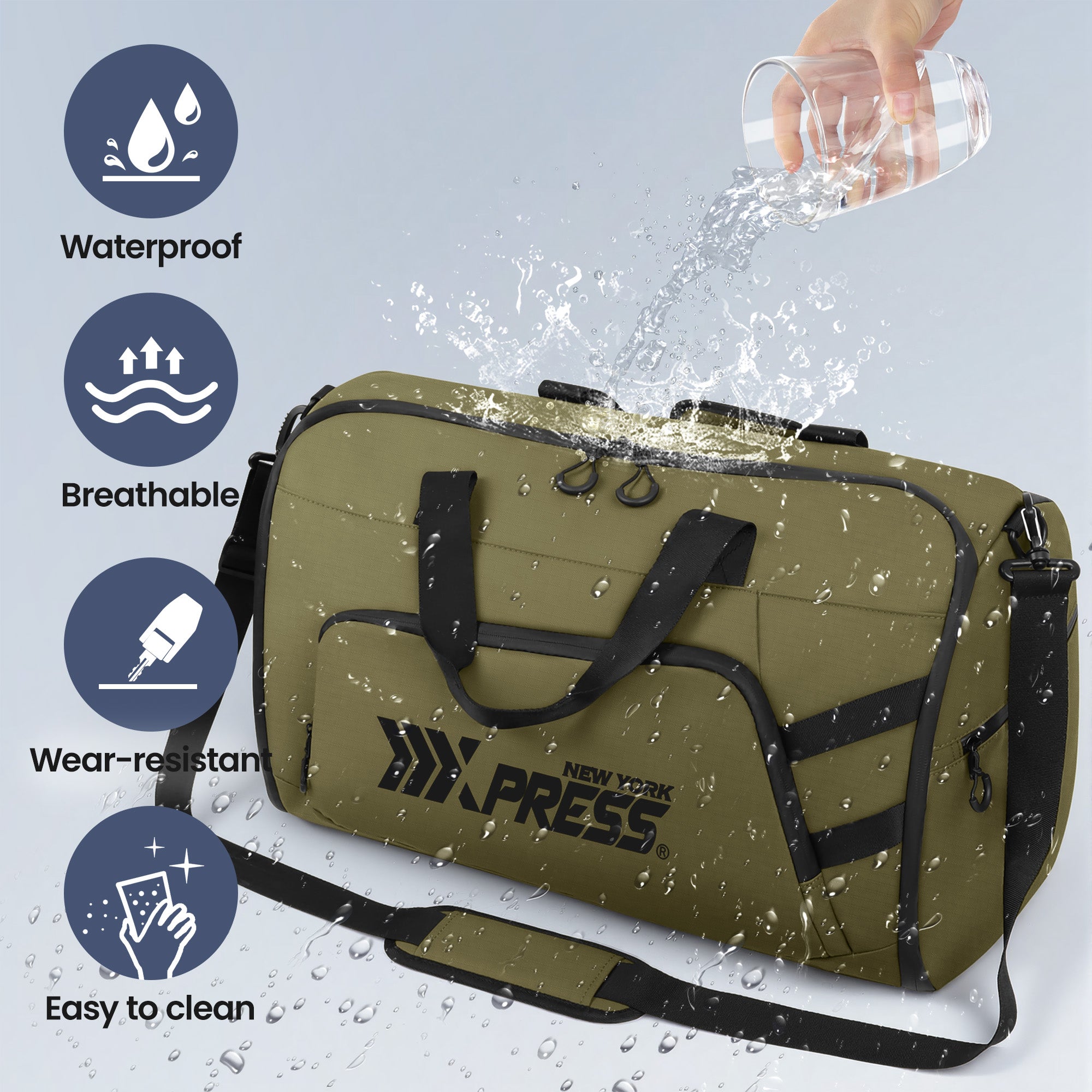 New York XPress GB-261, 2 in 1 Convertible Garment Bag for Travel,Carry on Garment Duffel Bag with Shoulder Strap,Hanging Suit Compartment,Duffle Bag