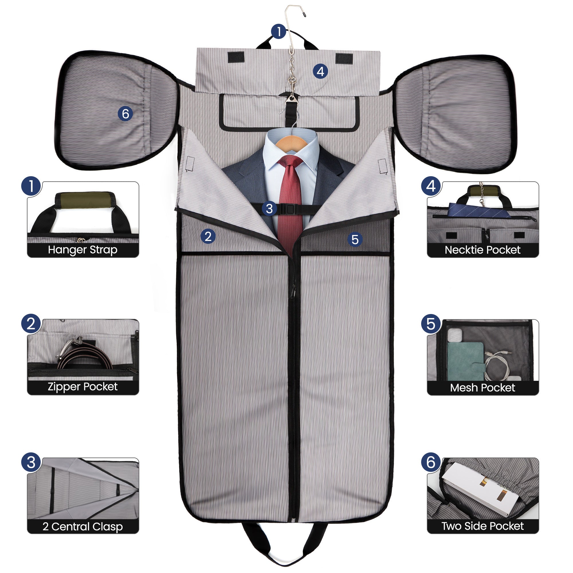 New York XPress GB-261, 2 in 1 Convertible Garment Bag for Travel,Carry on Garment Duffel Bag with Shoulder Strap,Hanging Suit Compartment,Duffle Bag