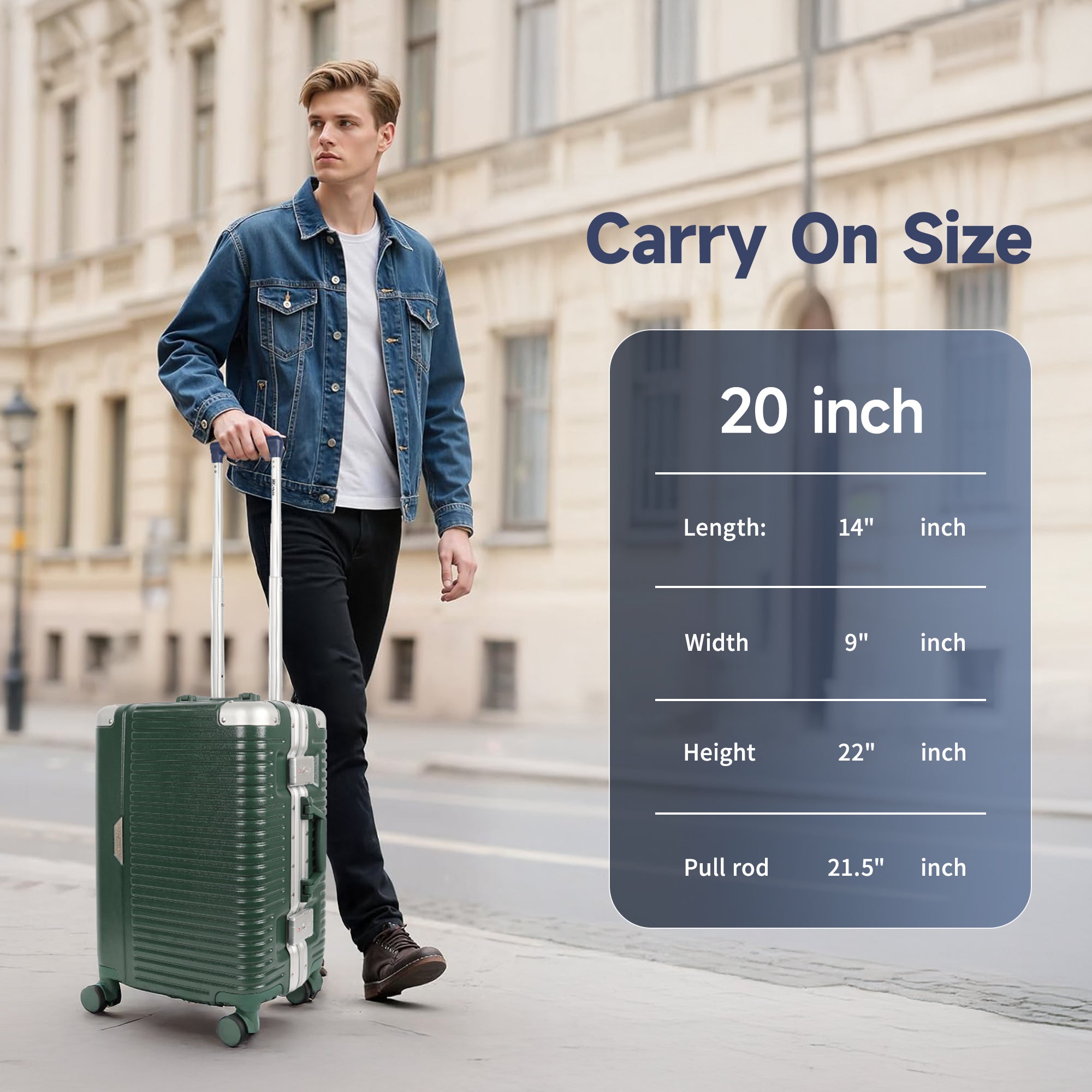 Luggage AL1377,Carry On Luggage 20 inch,Aluminum Alloy Zipperless Suitcase with Spinner Wheels