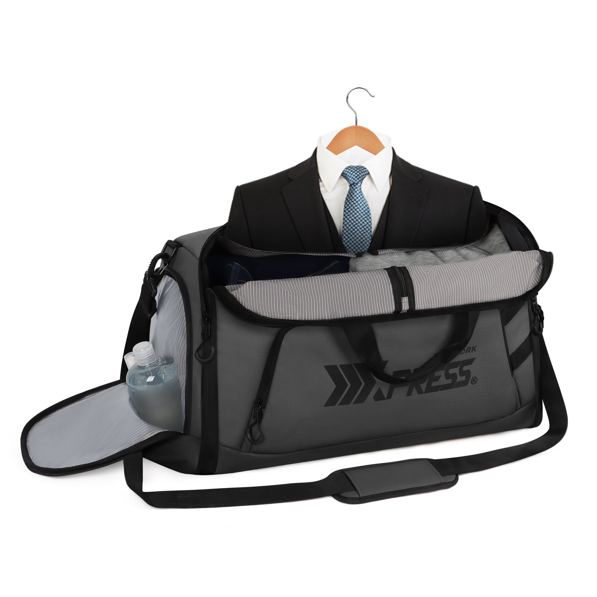 New York XPress GB-261, 2 in 1 Convertible Garment Bag for Travel,Carry on Garment Duffel Bag with Shoulder Strap,Hanging Suit Compartment,Duffle Bag