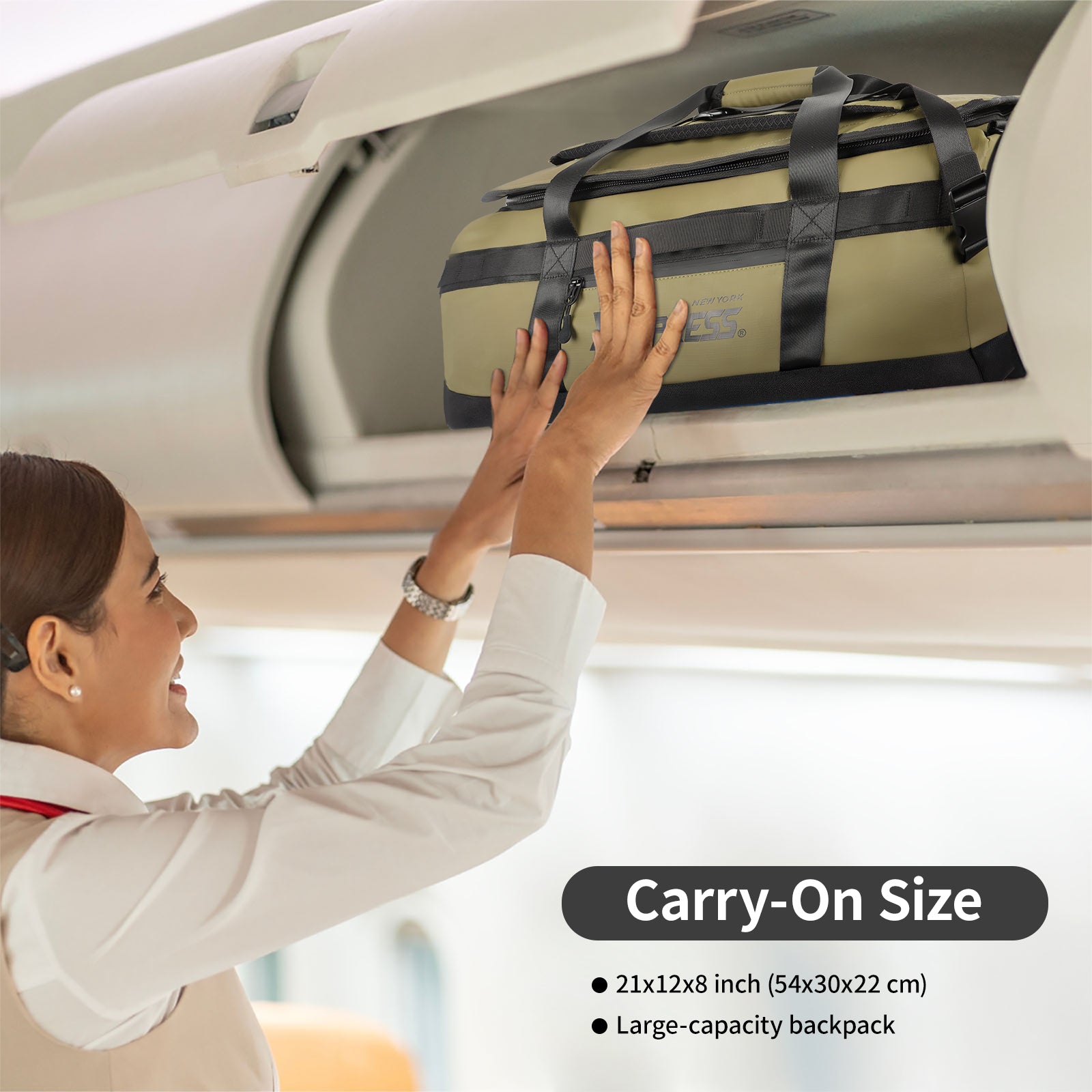 New York XPress LX-737-20''Backpack,2-in-1 Carry-on Backpack for Men Women 40L Sports Gym Bag with Backpack Straps,Water Resistant,for Travel/Gym