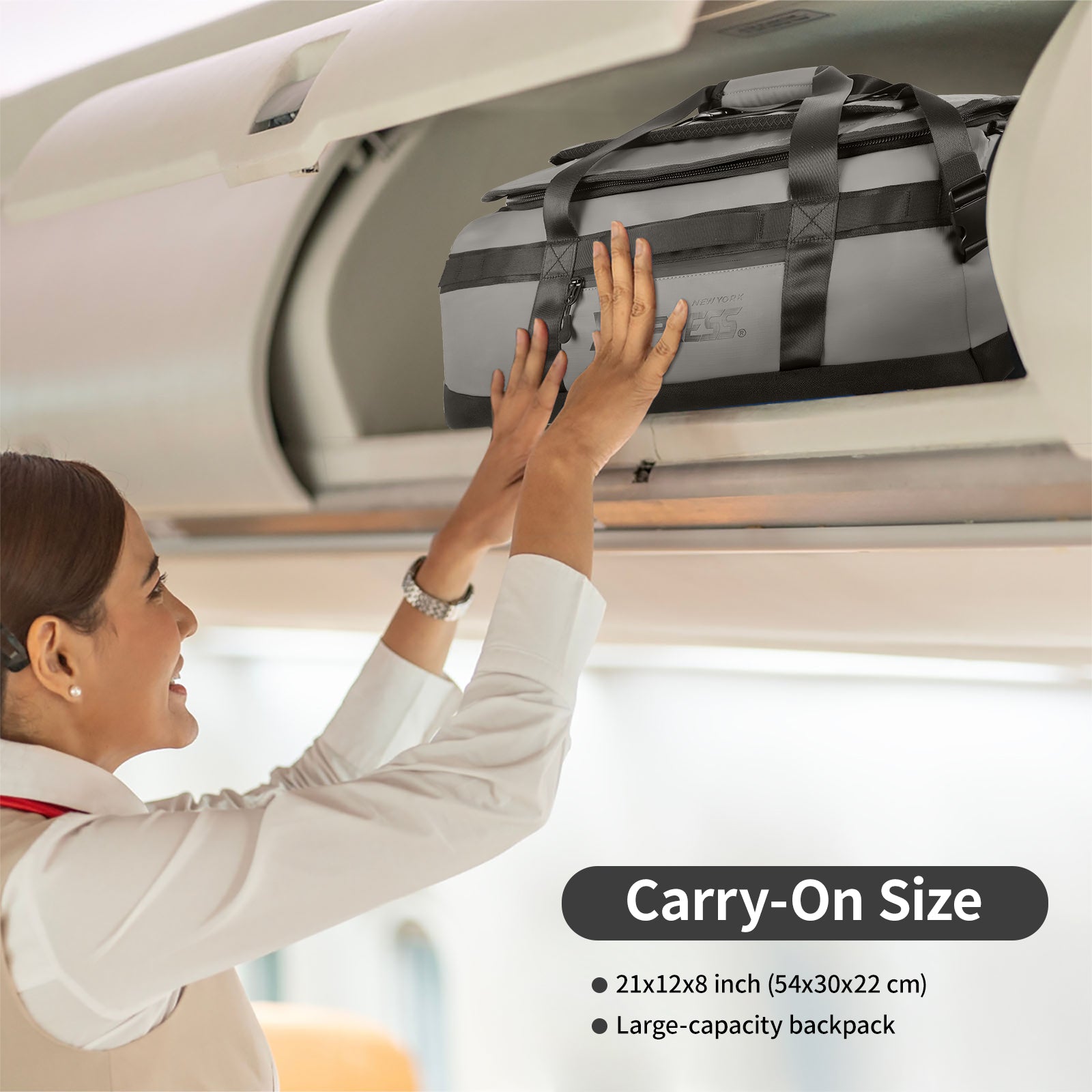 New York XPress LX-737-20''Backpack,2-in-1 Carry-on Backpack for Men Women 40L Sports Gym Bag with Backpack Straps,Water Resistant,for Travel/Gym