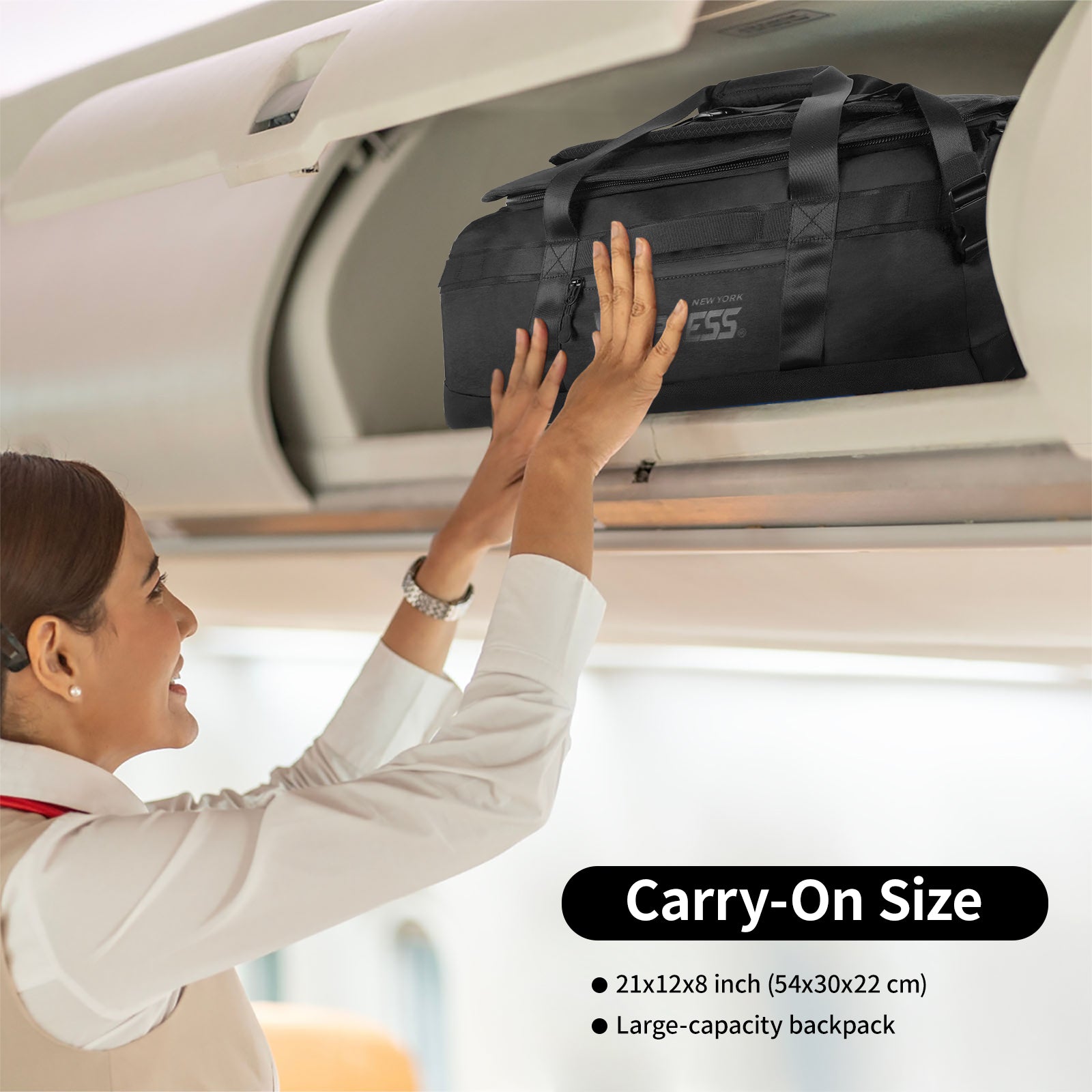 New York XPress LX-737-20''Backpack,2-in-1 Carry-on Backpack for Men Women 40L Sports Gym Bag with Backpack Straps,Water Resistant,for Travel/Gym