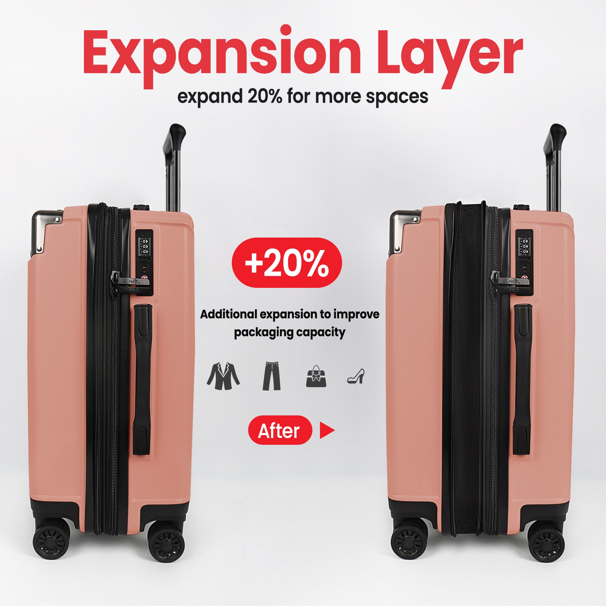 WD-576-Luggage Sets 3 Piece(20/24/28in) PC Hardshell Suitcases