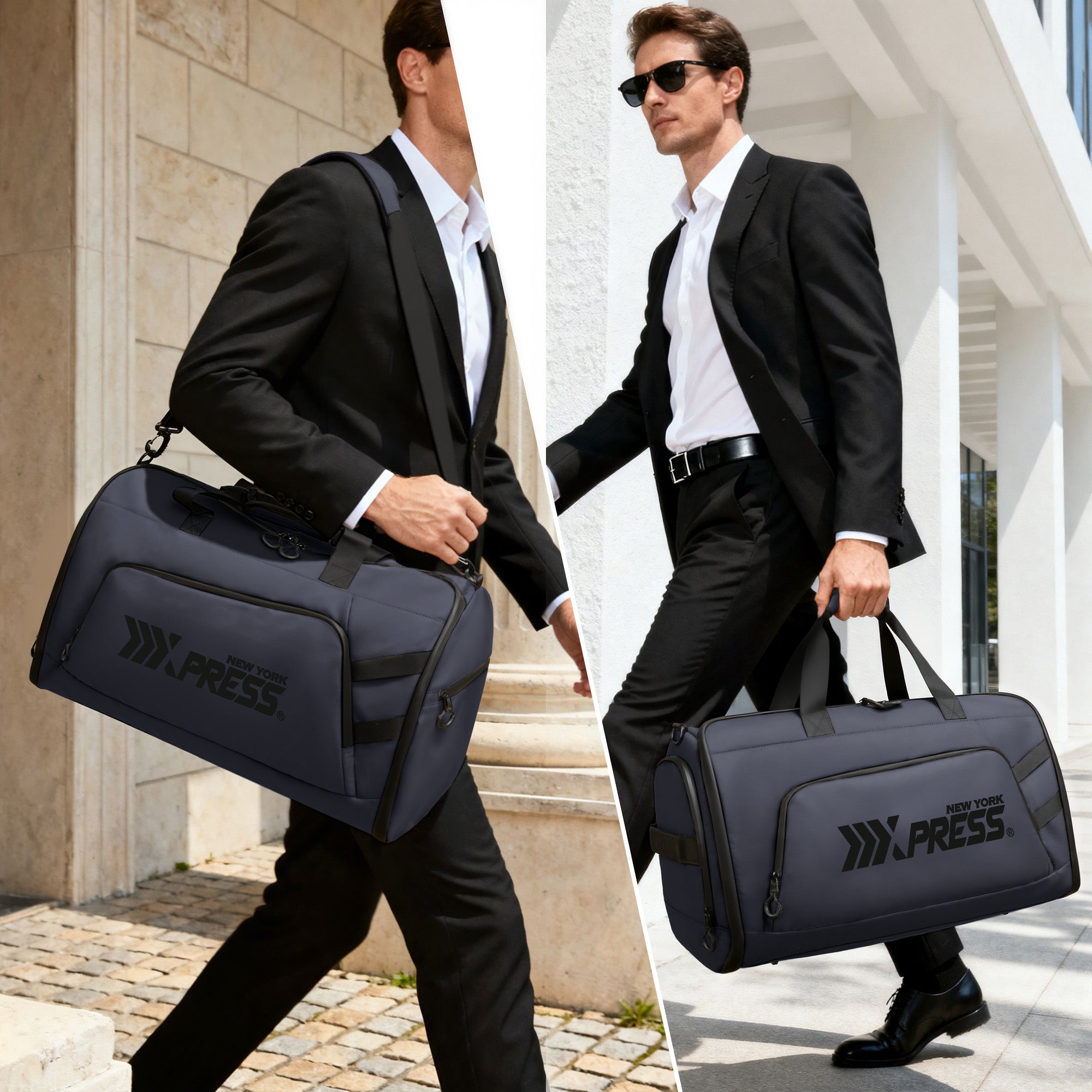 New York XPress GB-261, 2 in 1 Convertible Garment Bag for Travel,Carry on Garment Duffel Bag with Shoulder Strap,Hanging Suit Compartment,Duffle Bag