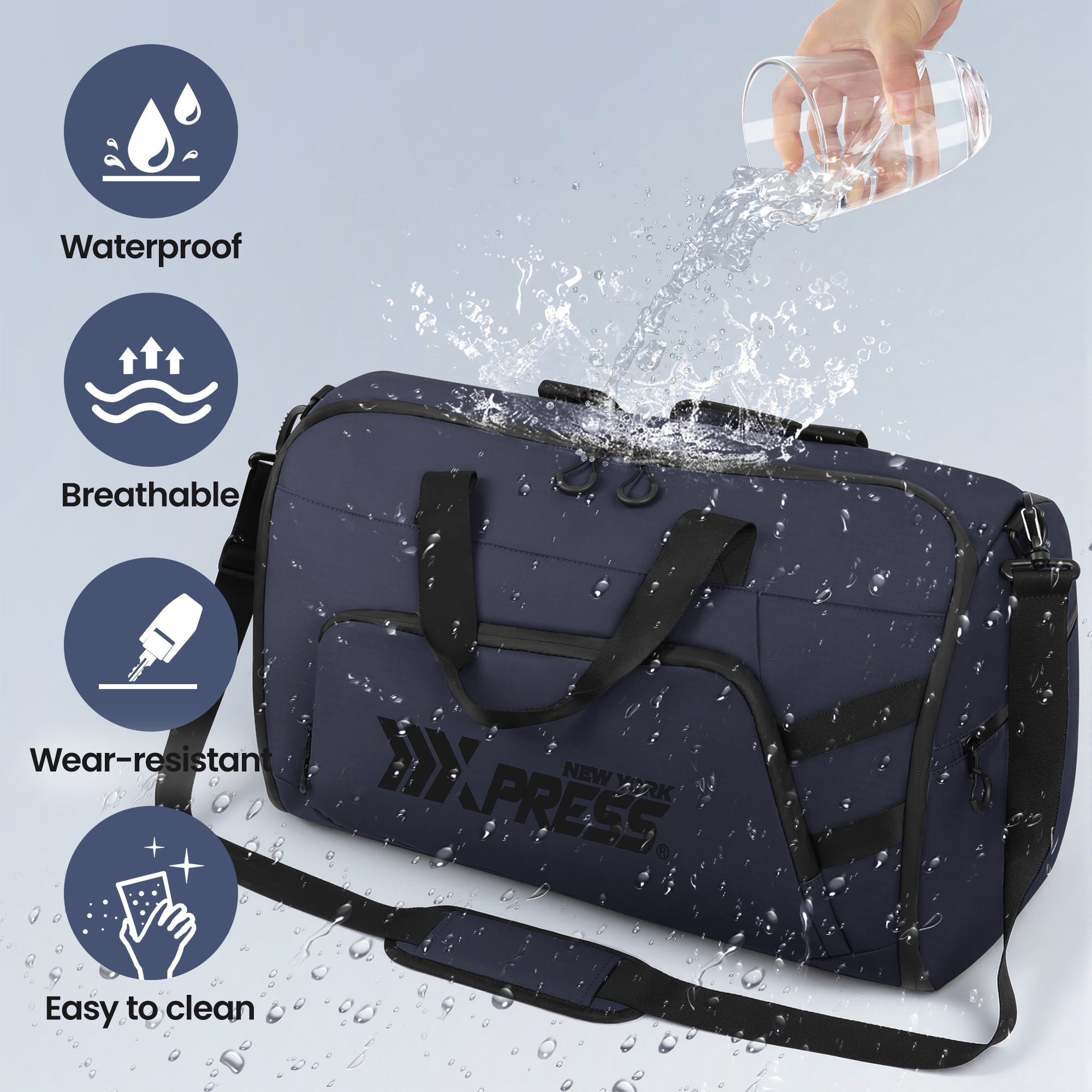 New York XPress GB-261, 2 in 1 Convertible Garment Bag for Travel,Carry on Garment Duffel Bag with Shoulder Strap,Hanging Suit Compartment,Duffle Bag