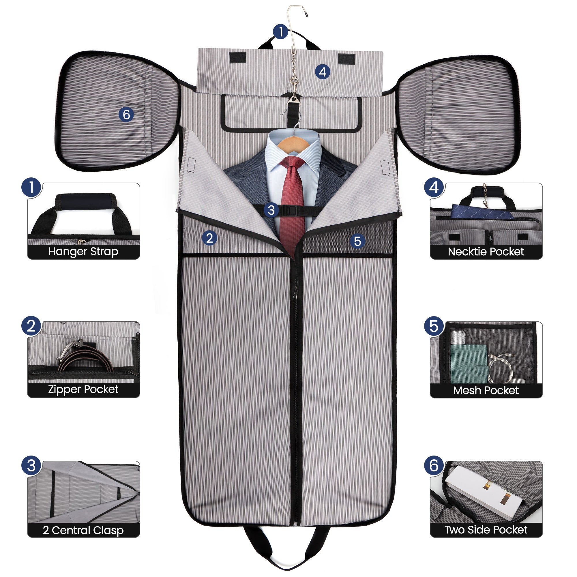 New York XPress GB-261, 2 in 1 Convertible Garment Bag for Travel,Carry on Garment Duffel Bag with Shoulder Strap,Hanging Suit Compartment,Duffle Bag