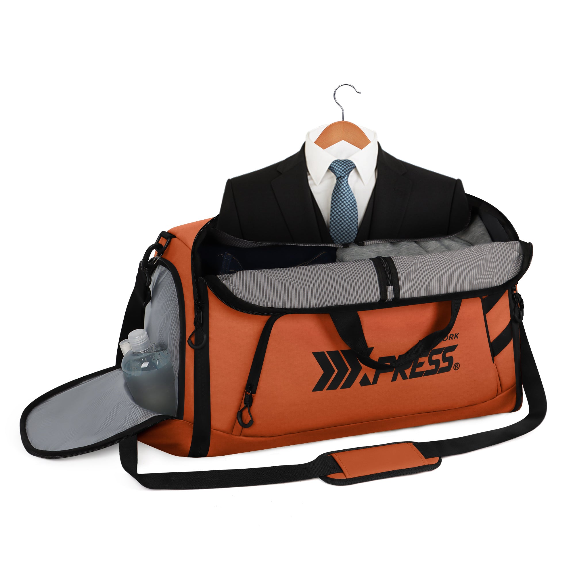 New York XPress GB-261, 2 in 1 Convertible Garment Bag for Travel,Carry on Garment Duffel Bag with Shoulder Strap,Hanging Suit Compartment,Duffle Bag