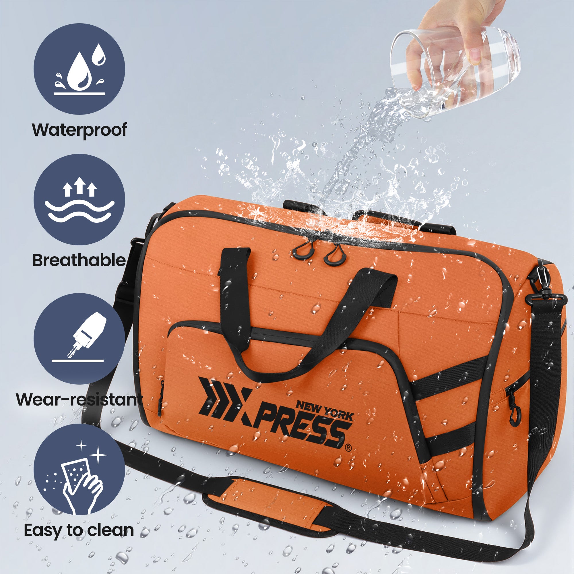 New York XPress GB-261, 2 in 1 Convertible Garment Bag for Travel,Carry on Garment Duffel Bag with Shoulder Strap,Hanging Suit Compartment,Duffle Bag